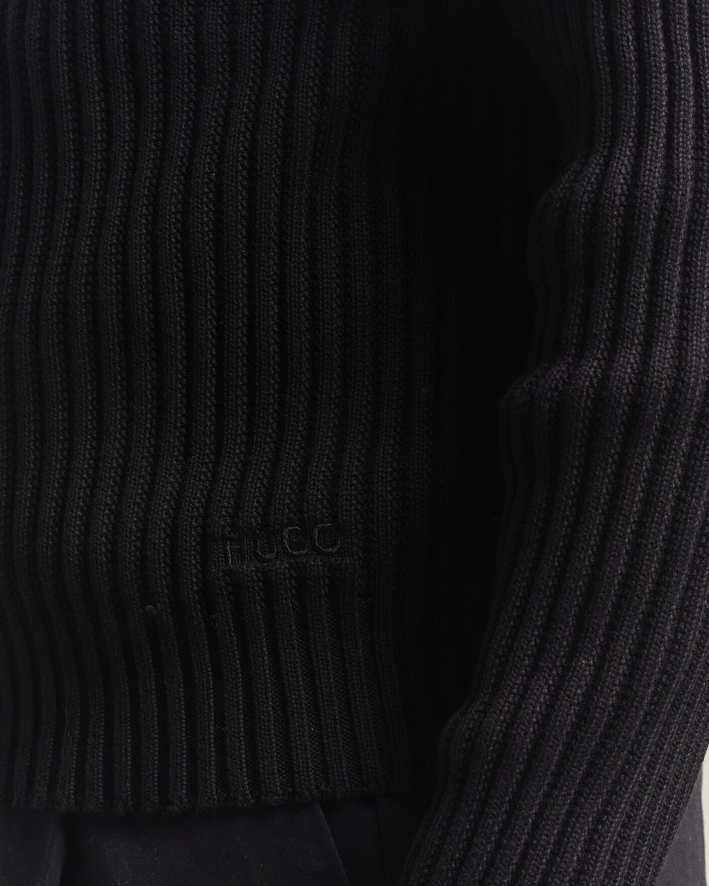 Men | Sweaters & Knitwear | HUGO | Srtithon Cotton Knitted Half Zip Black