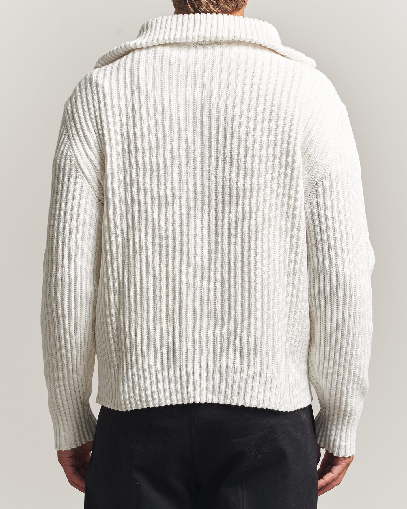 Men | Sweaters & Knitwear | HUGO | Srtithon Cotton Knitted Half Zip Natural