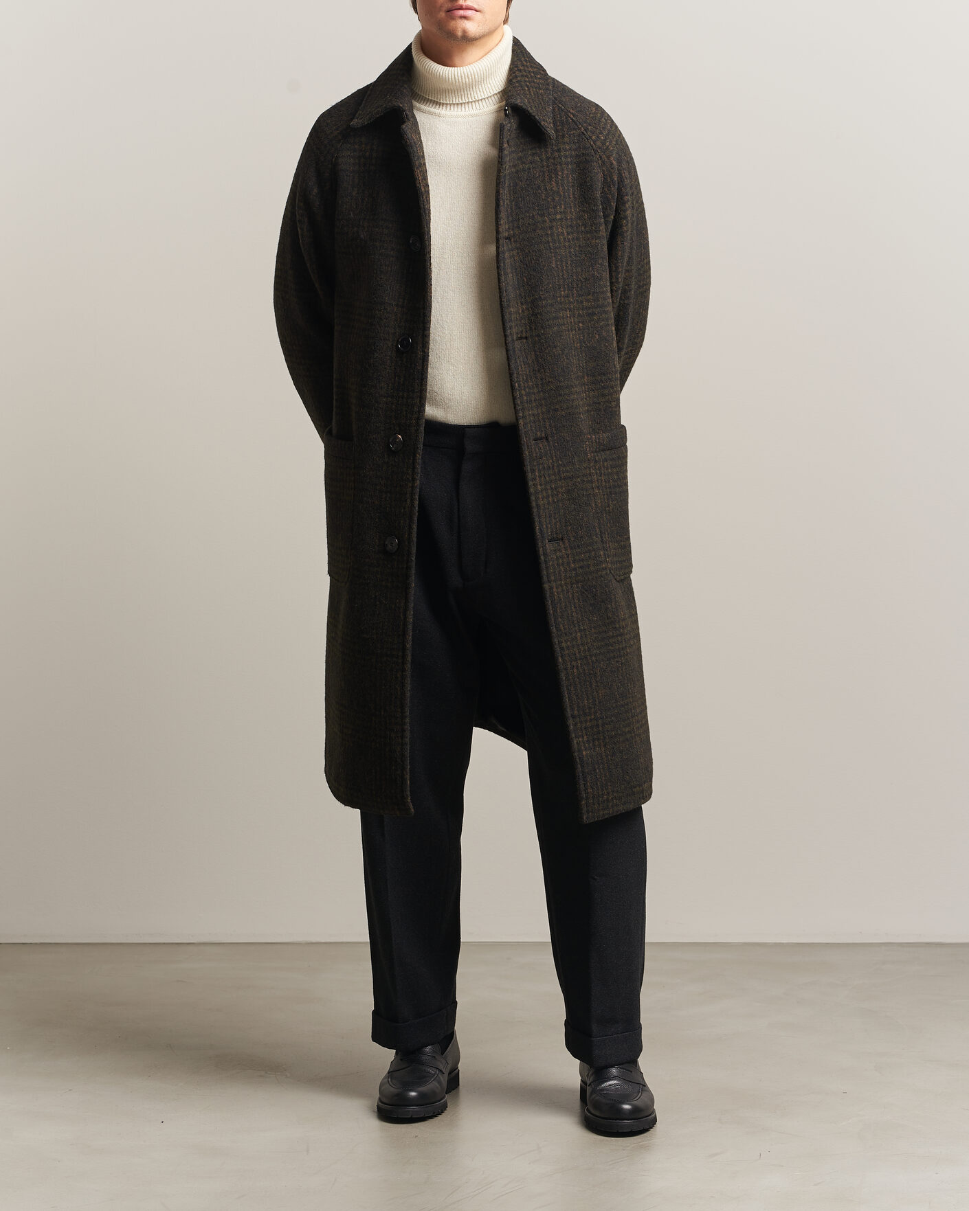 Men | Coats & Jackets | BOSS CAMEL | Cohn Wool Checked Coat Open Green