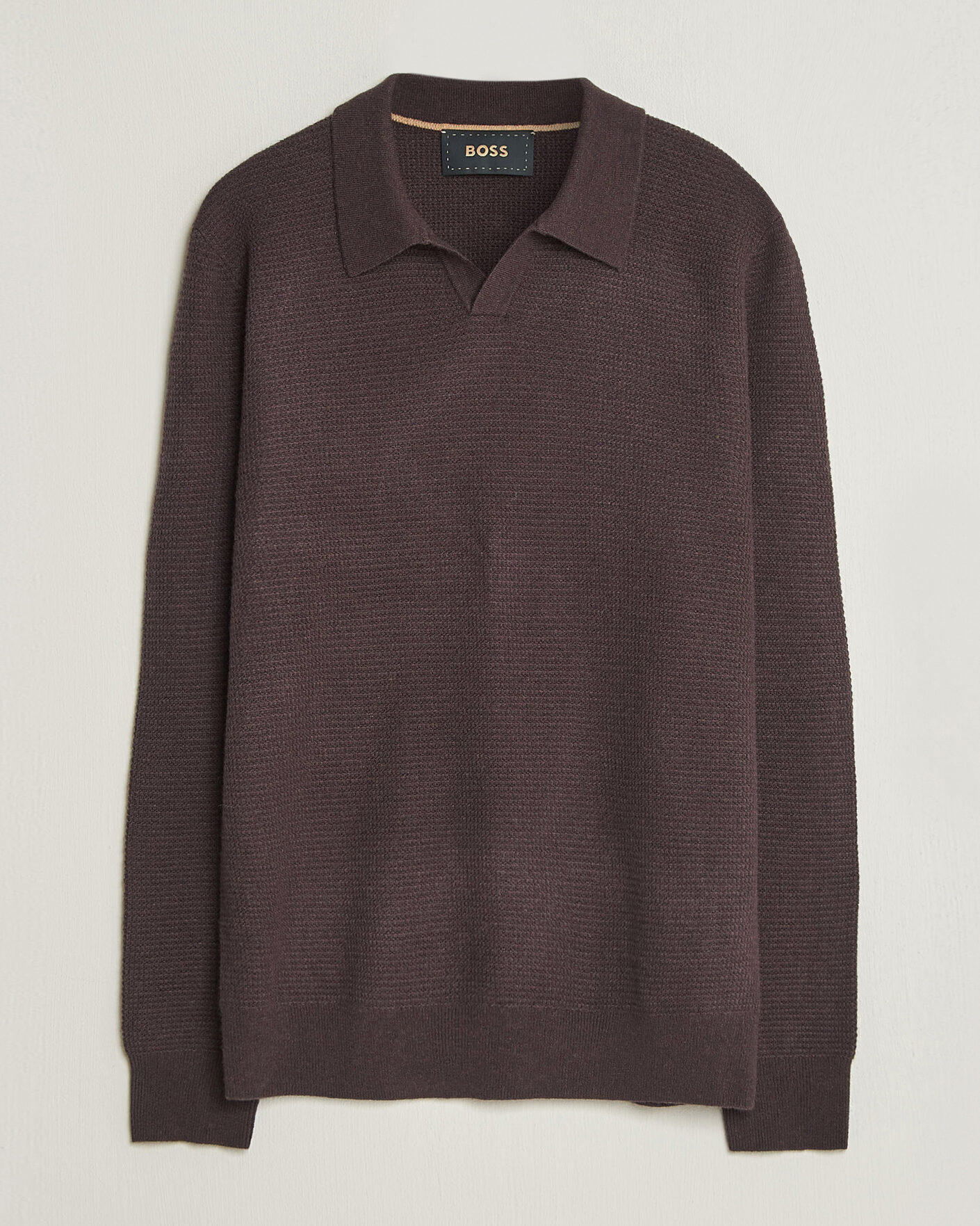 Men | Sweaters & Knitwear | BOSS CAMEL | Filo Wool Knitted Polo Open Brown