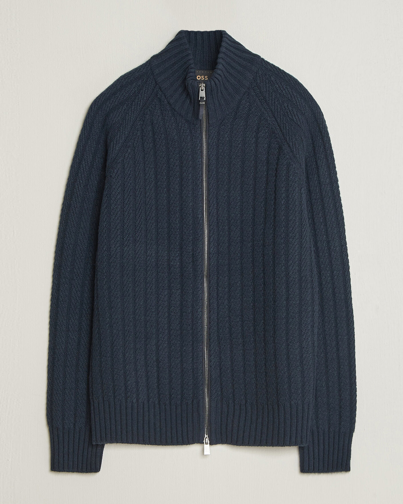 Men | Sweaters & Knitwear | BOSS CAMEL | Filane Wool Knitted Full Zip Dark Blue