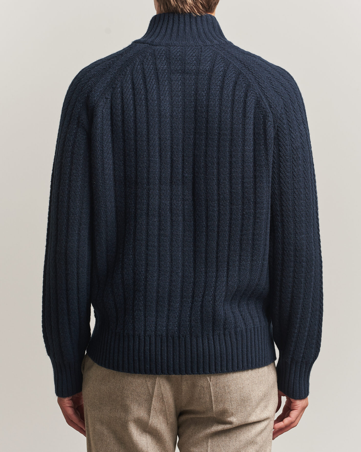 Men | Sweaters & Knitwear | BOSS CAMEL | Filane Wool Knitted Full Zip Dark Blue