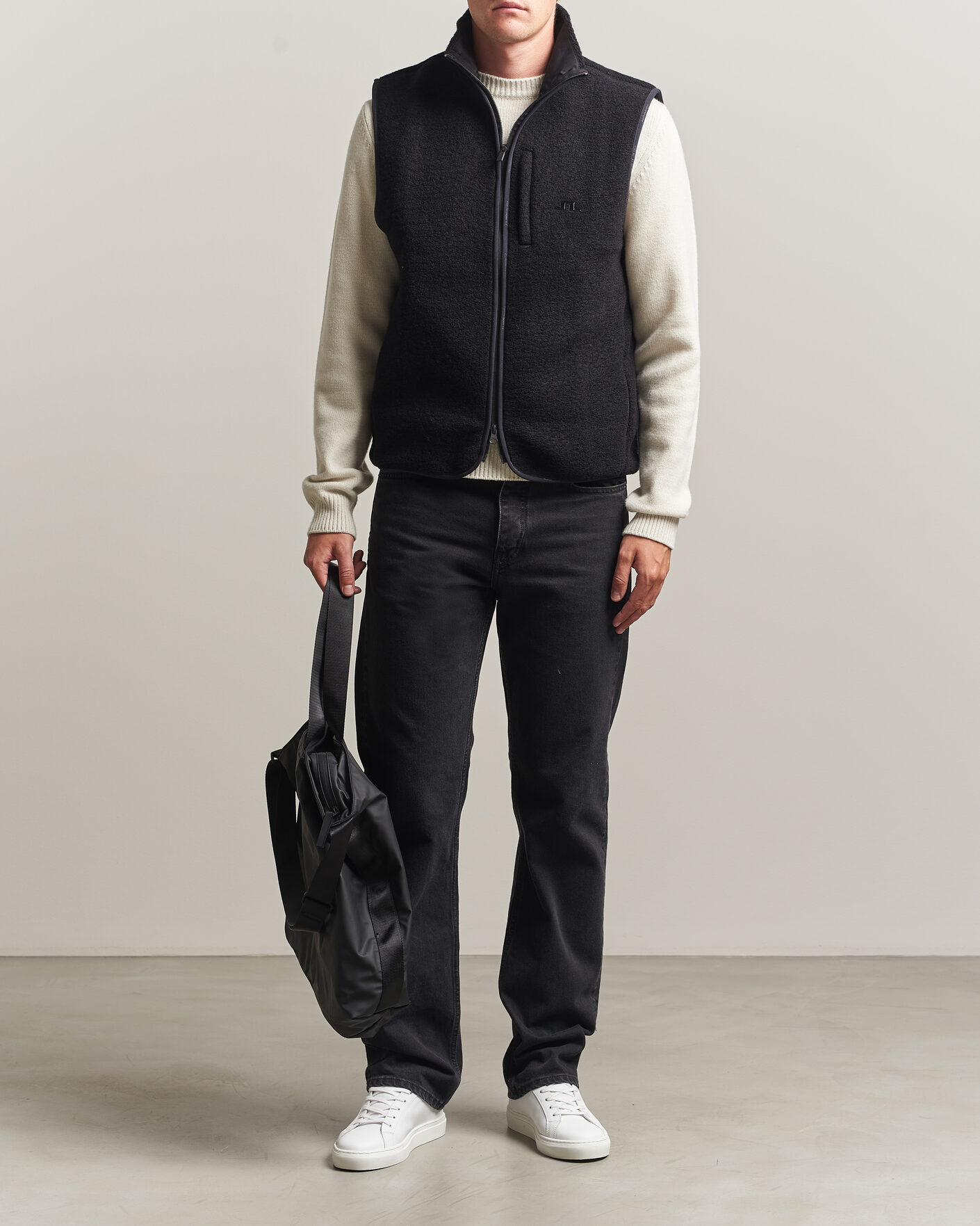 Men | Gilets | J.Lindeberg | Duncan Wool Fleece Vest Black