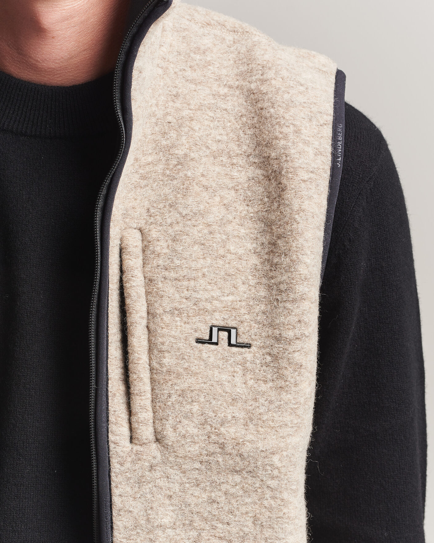 Men | Gilets | J.Lindeberg | Duncan Wool Fleece Vest Moonbeam