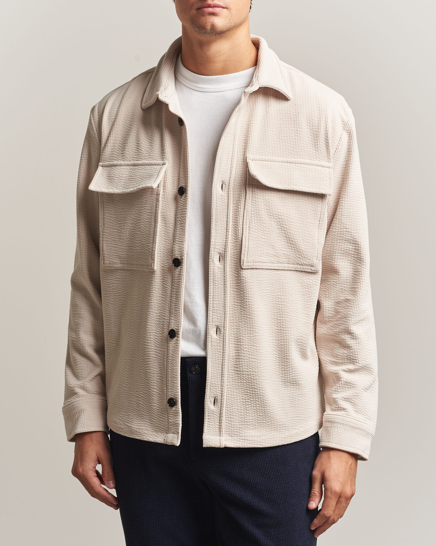 Men | Shirts | J.Lindeberg | Finnigan Drape Cord Overshirt Moonbeam