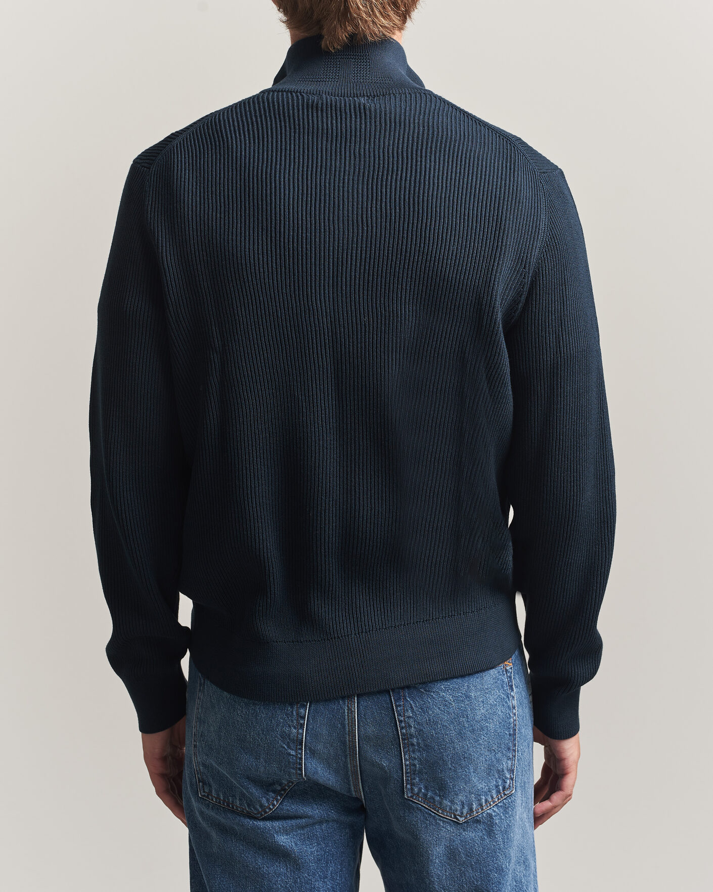 Men | Sweaters & Knitwear | J.Lindeberg | Alexis Cotton Full Zip JL Navy