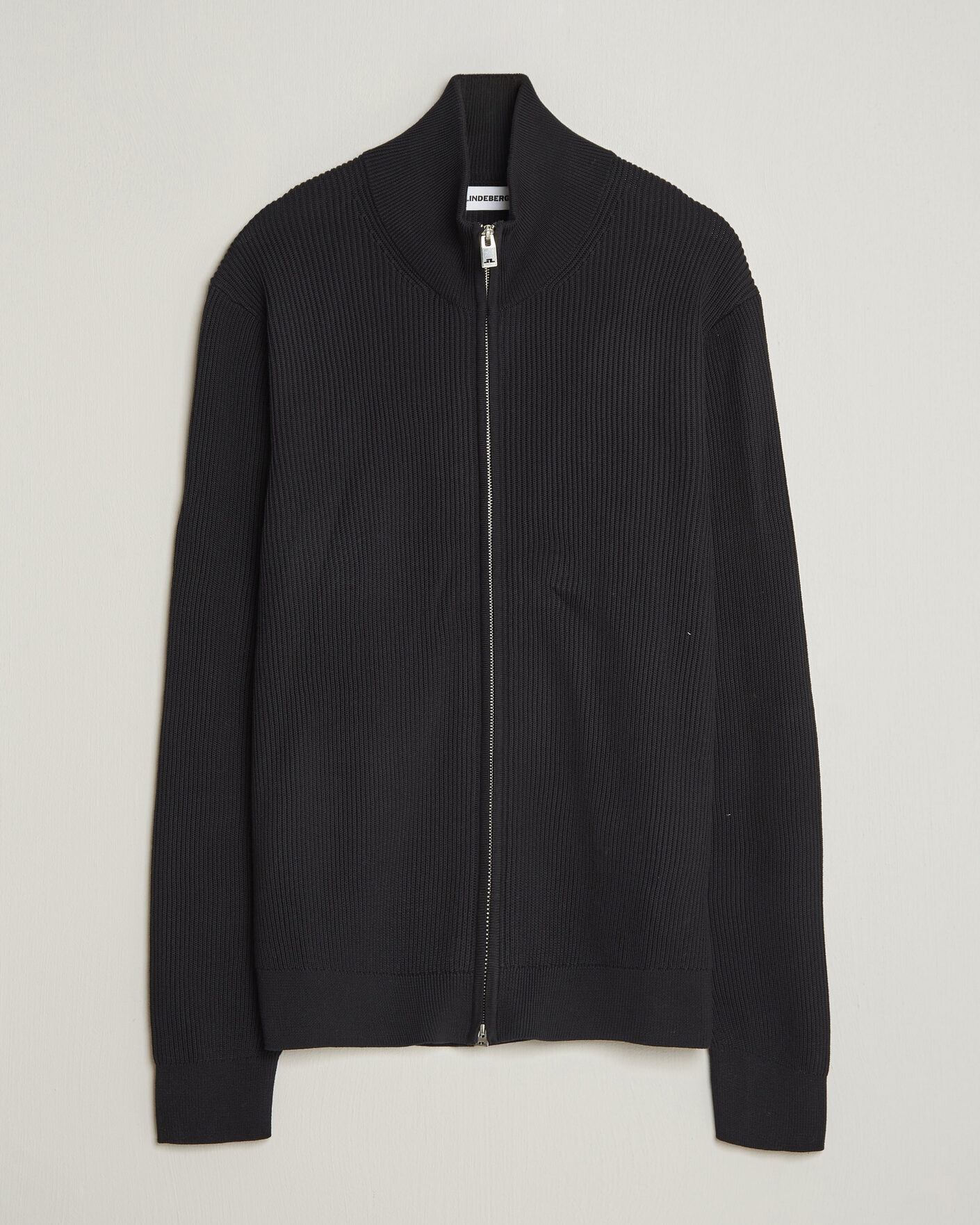 Men | Sweaters & Knitwear | J.Lindeberg | Alexis Cotton Full Zip Black
