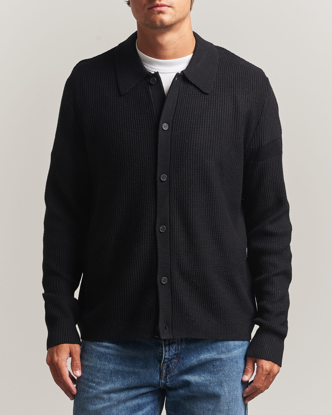 Men | Sweaters & Knitwear | J.Lindeberg | Willem Knitted Cardigan Black