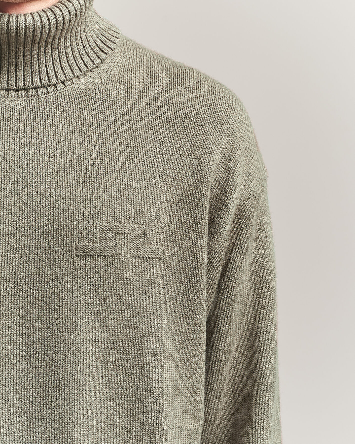 Men | Sweaters & Knitwear | J.Lindeberg | Eddy Wool/Cotton Knitted Turtleneck Brindle