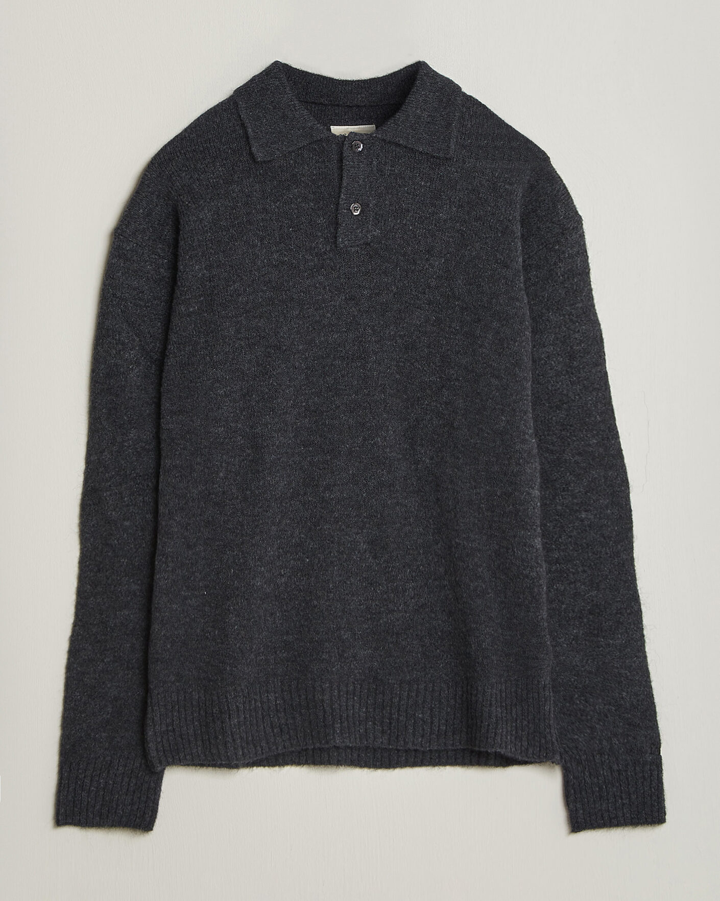 Men | Sweaters & Knitwear | Forét | Alpine Polo Knit Dark Grey Melange