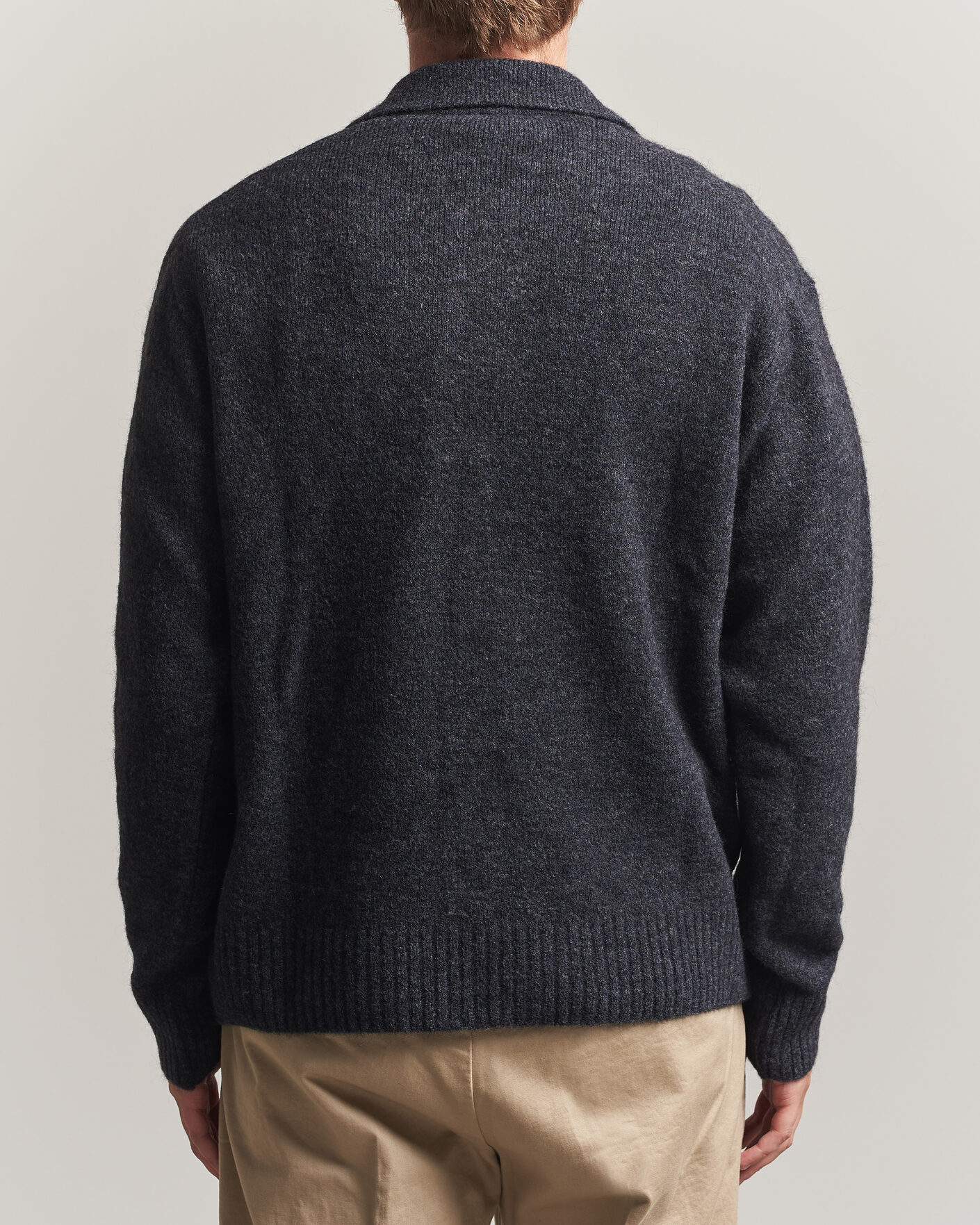 Men | Sweaters & Knitwear | Forét | Alpine Polo Knit Dark Grey Melange