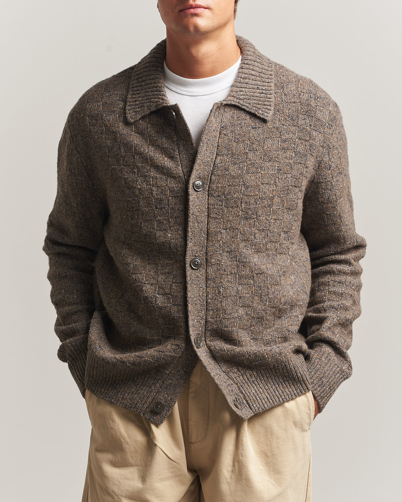 Men | Sweaters & Knitwear | Forét | Area Wool Cardigan Jacket Taupe
