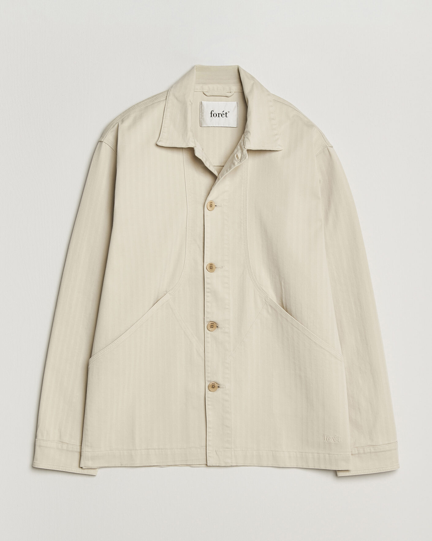 Men | Shirts | Forét | Berry Herringbone Overshirt Oat