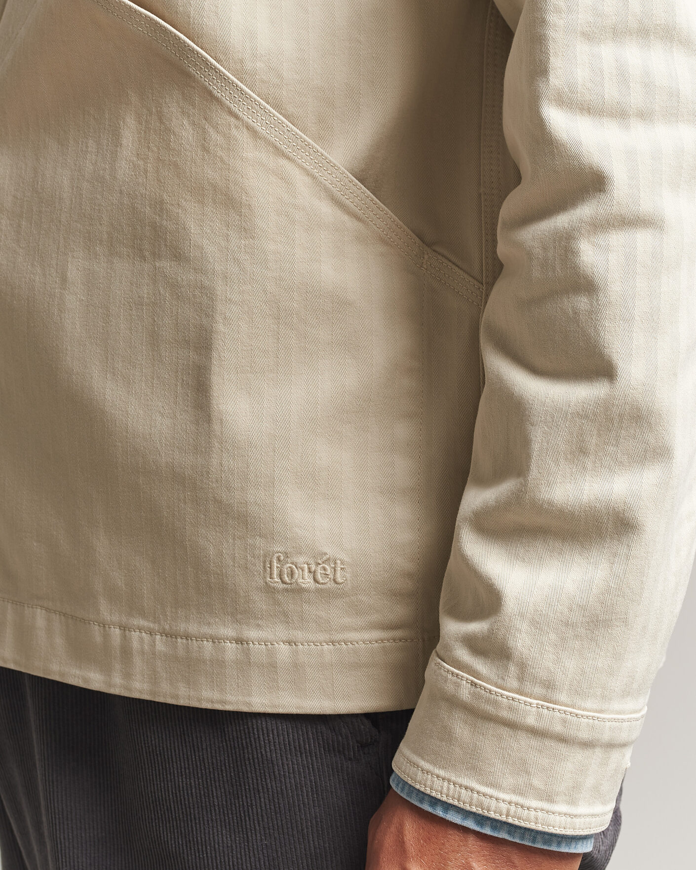 Men | Shirts | Forét | Berry Herringbone Overshirt Oat