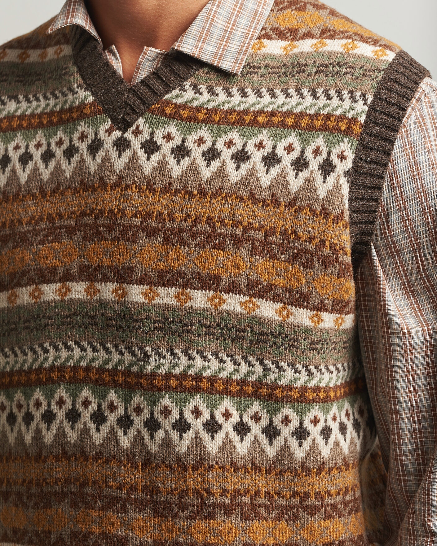 Men | Sweaters & Knitwear | Forét | Fairisle Lambswool Vest Thyme