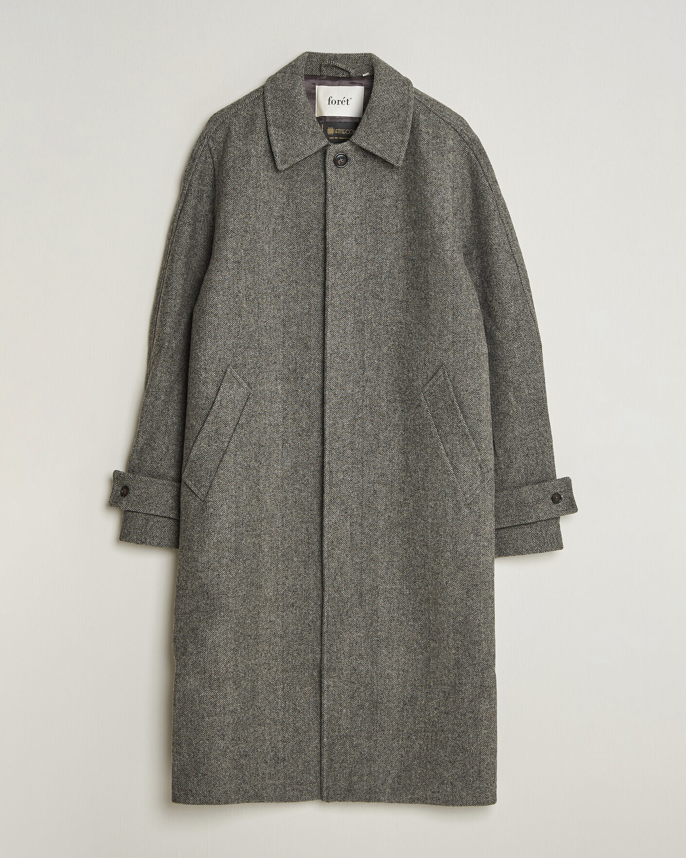 Men | Coats & Jackets | Forét | Pine Wool Coat Grey Herringbone