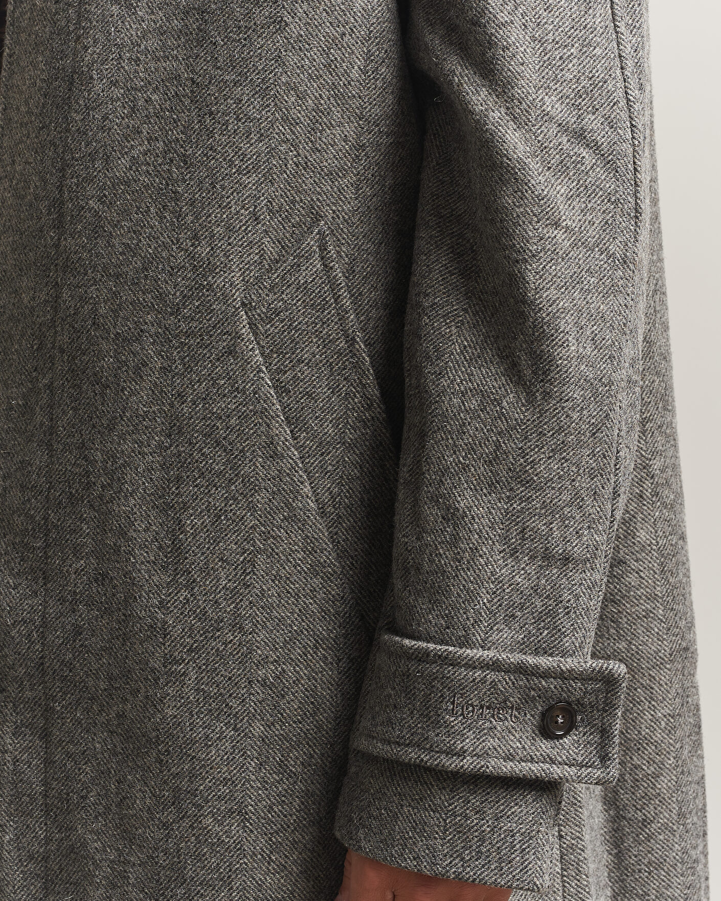 Men | Coats & Jackets | Forét | Pine Wool Coat Grey Herringbone