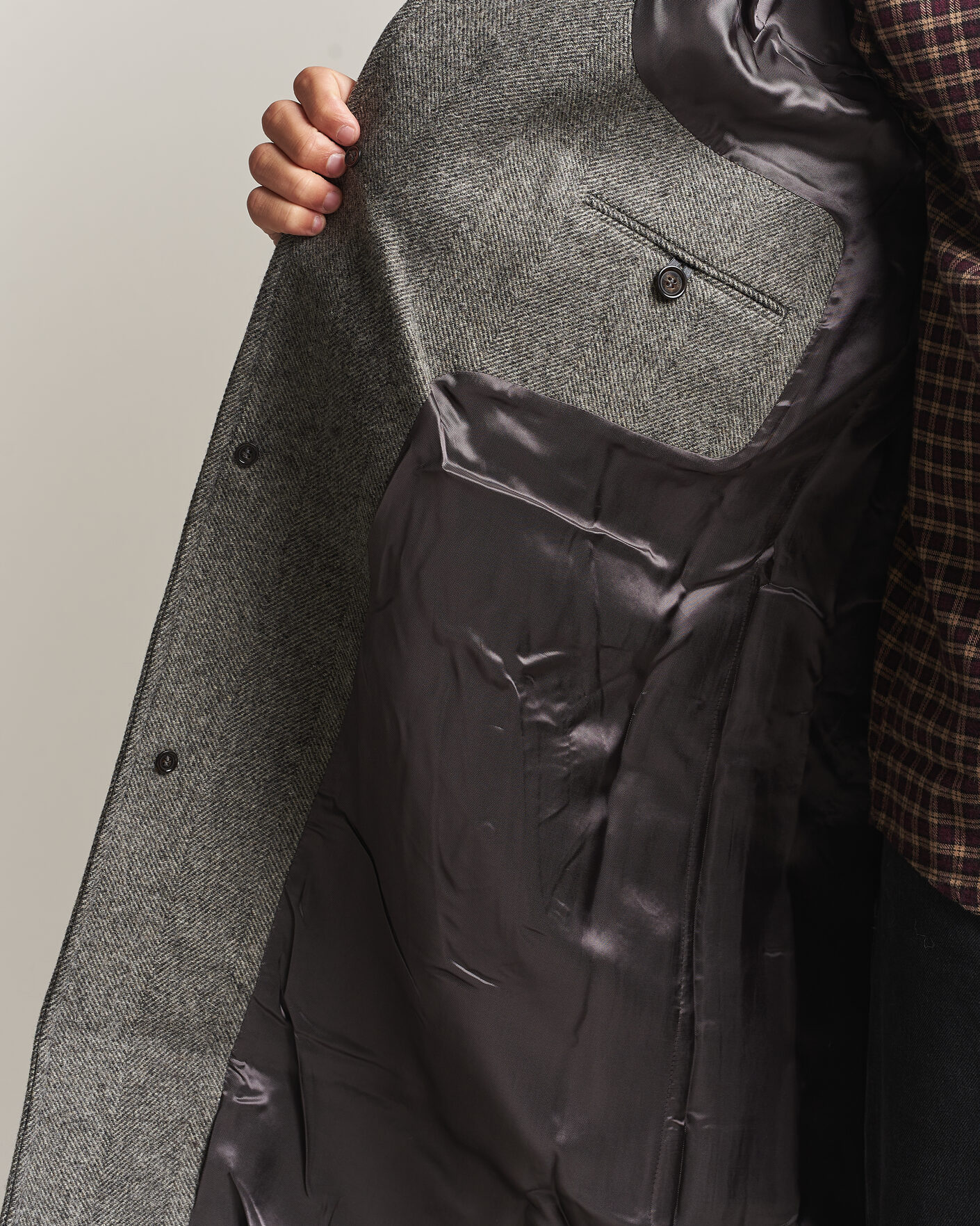Men | Coats & Jackets | Forét | Pine Wool Coat Grey Herringbone