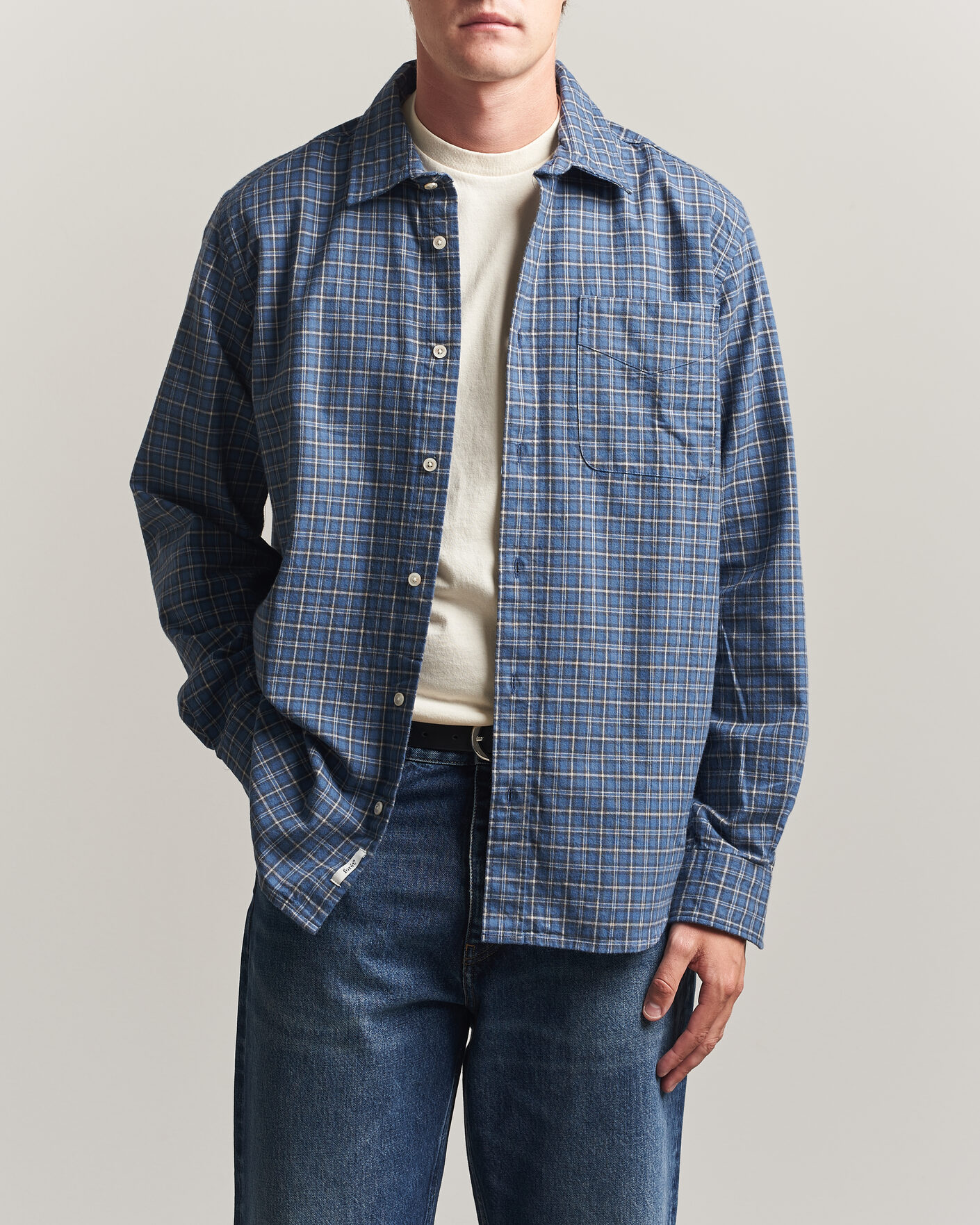 Men | Shirts | Forét | Ridge Flannel Check Shirt Navy