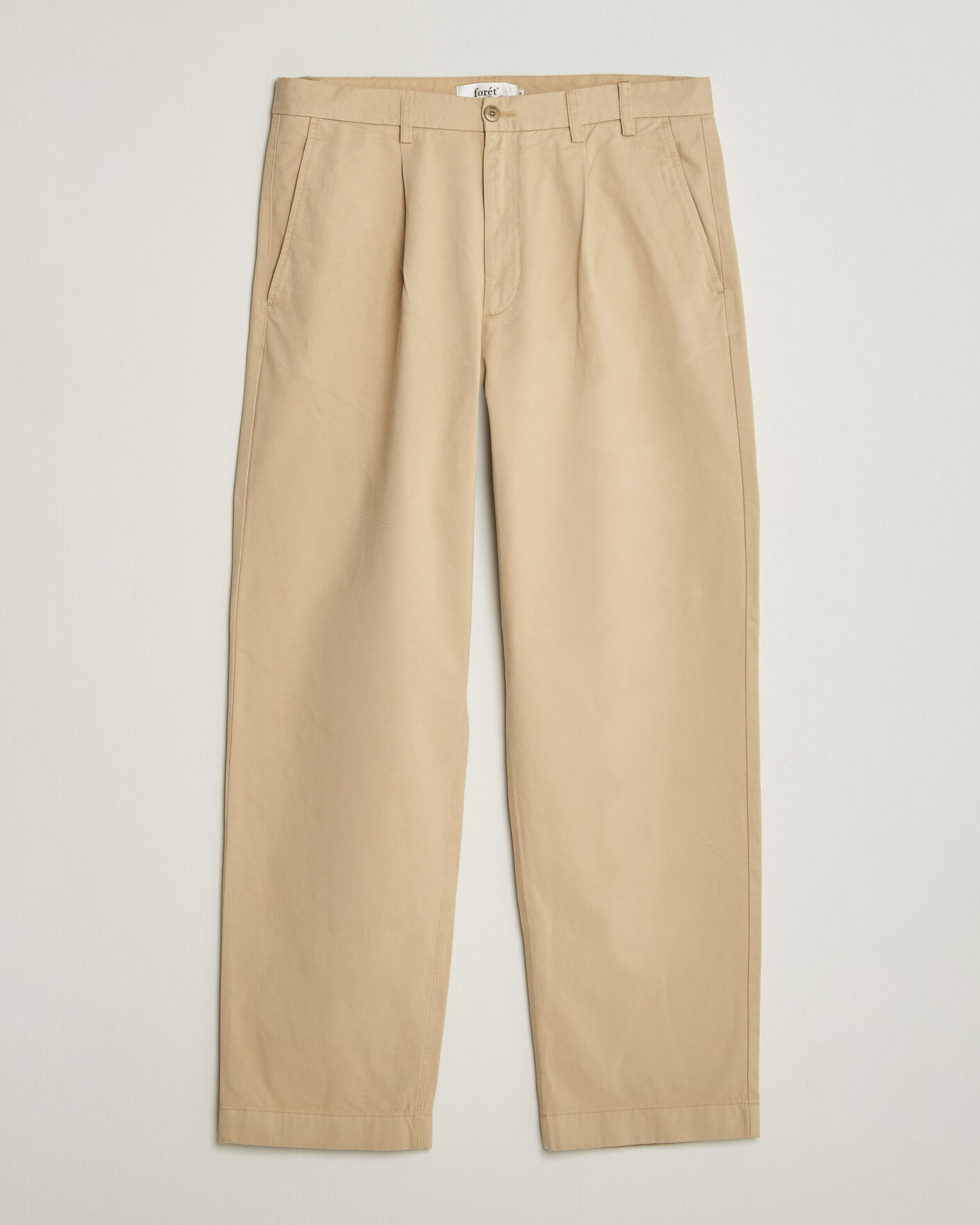Men | Trousers | Forét | Writer Relaxed Fit Pleated Pants Uniform Khaki