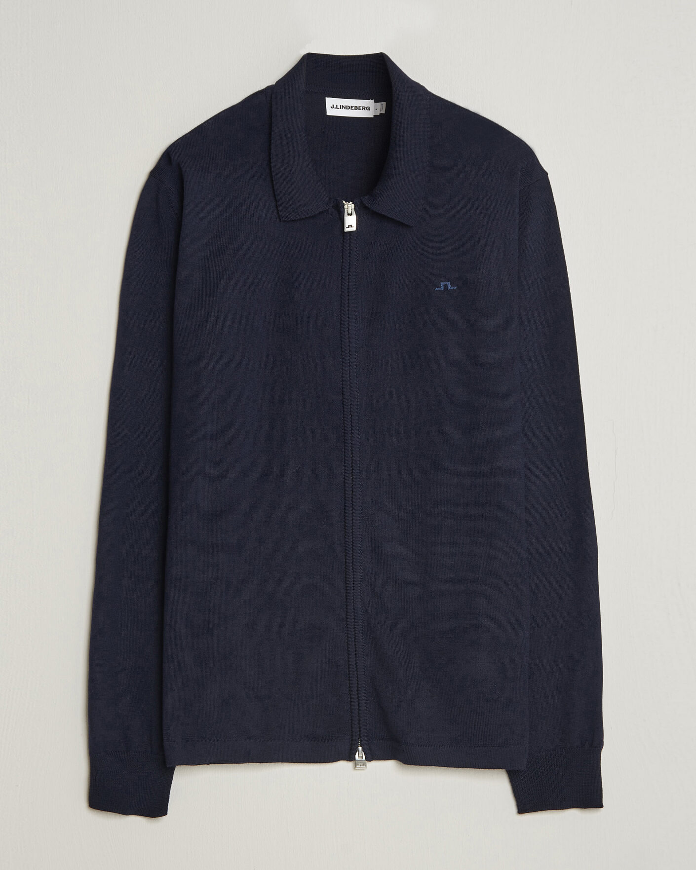 Men | Sweaters & Knitwear | J.Lindeberg | Kaleb Merino Full Zip JL Navy