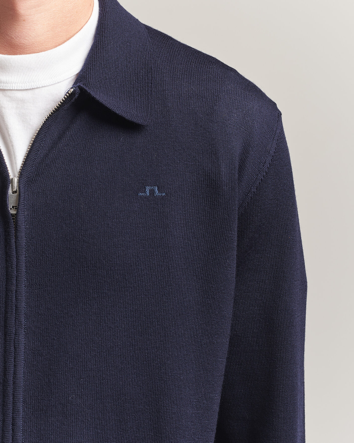 Men | Sweaters & Knitwear | J.Lindeberg | Kaleb Merino Full Zip JL Navy