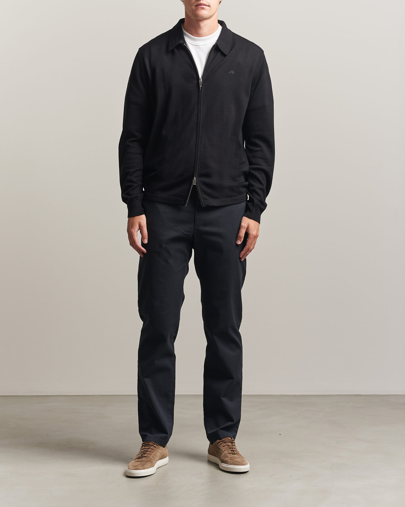 Men | Sweaters & Knitwear | J.Lindeberg | Kaleb Merino Full Zip Black