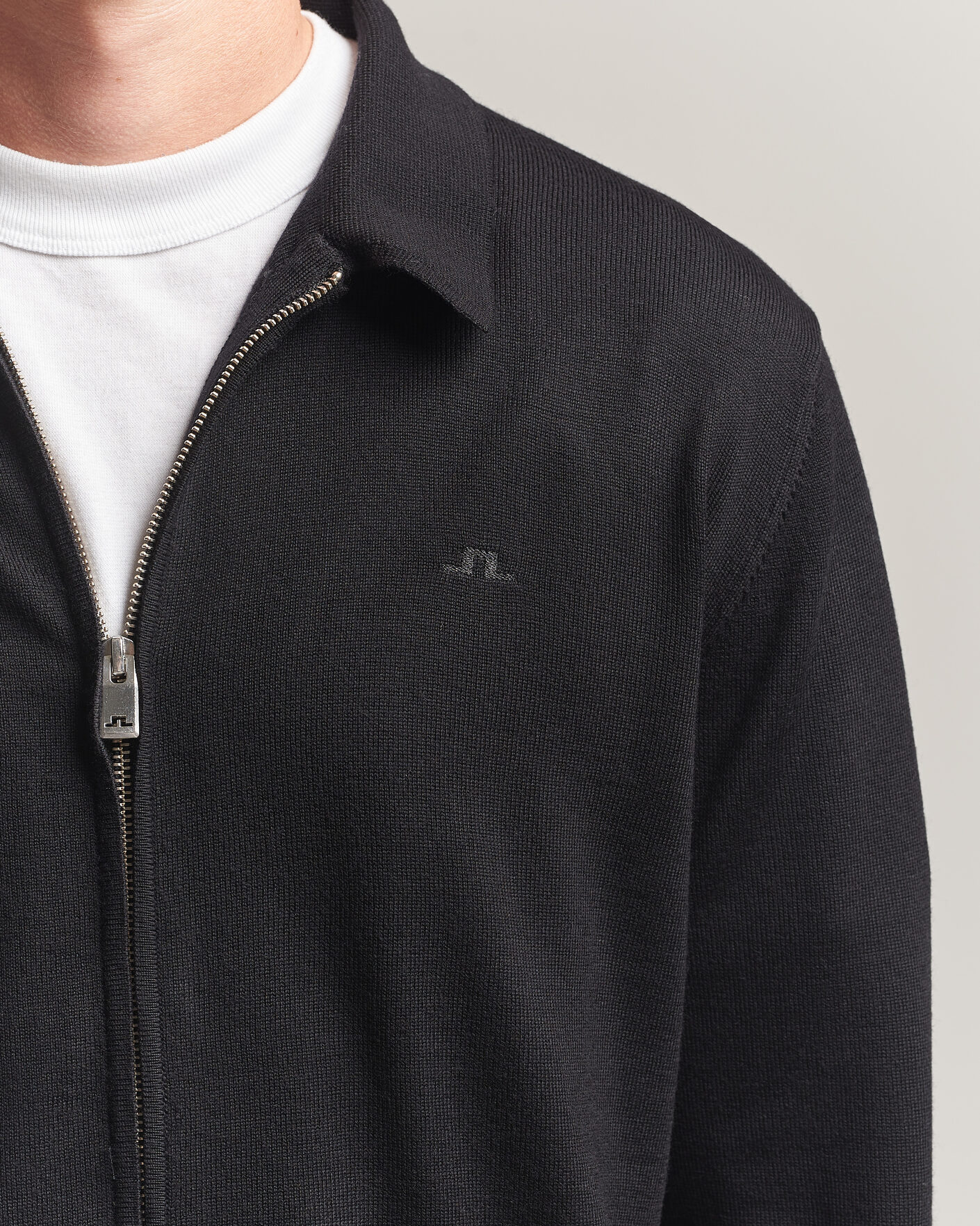 Men | Sweaters & Knitwear | J.Lindeberg | Kaleb Merino Full Zip Black