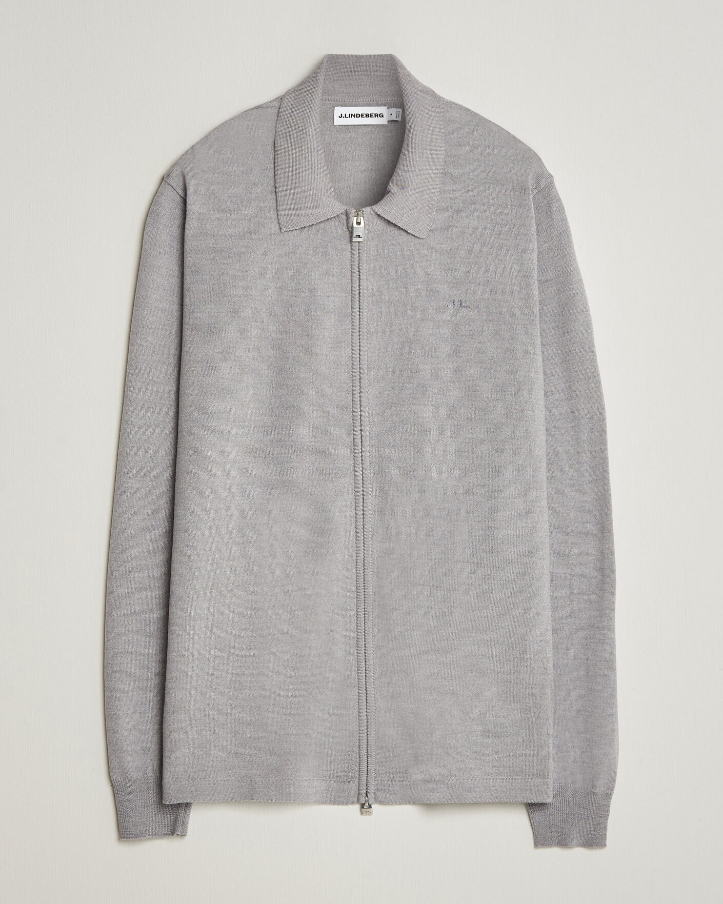 Men | Sweaters & Knitwear | J.Lindeberg | Kaleb Merino Full Zip Light Grey Melange