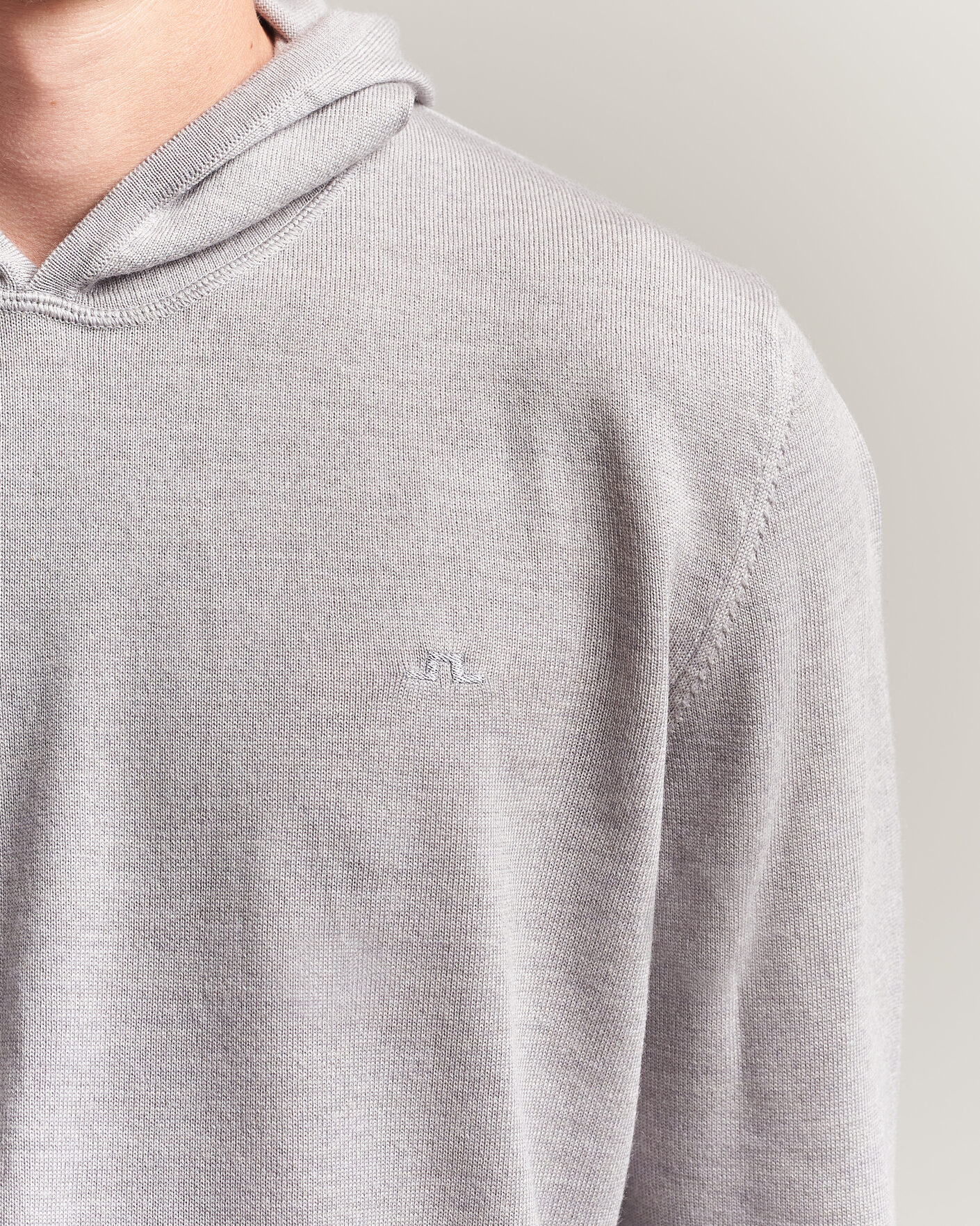Men | Sweaters & Knitwear | J.Lindeberg | Karl Merino Hoodie Light Grey Melange