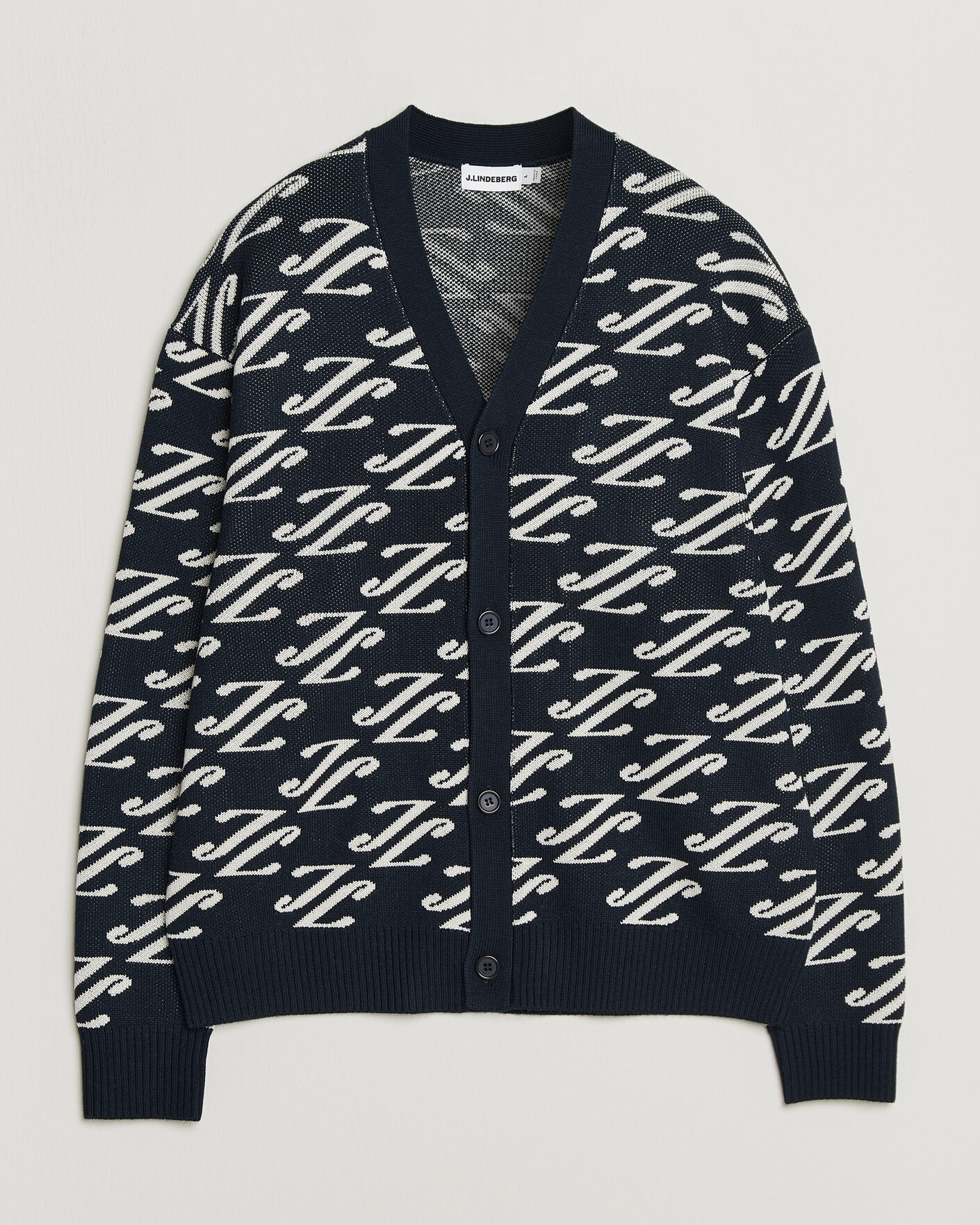 Men | Sweaters & Knitwear | J.Lindeberg | Denny Jacquard Cardigan JL Navy