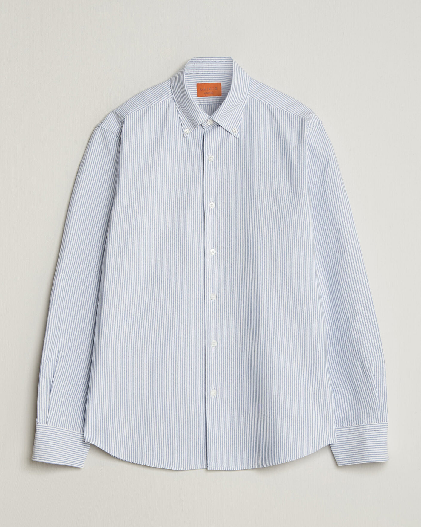 Men | Shirts | Grigio | Oxford Button Down Shirt Light Blue Stripe