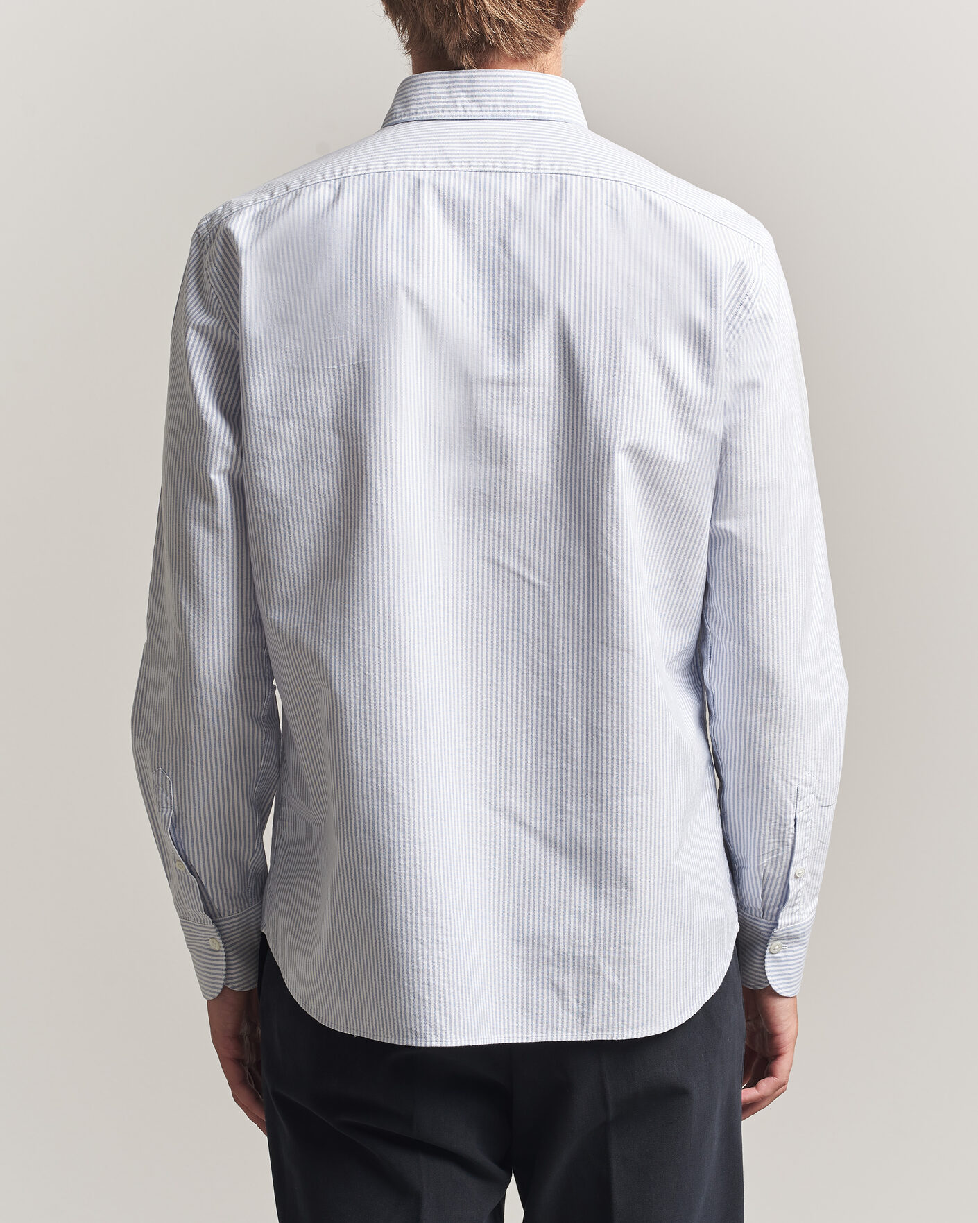 Men | Shirts | Grigio | Oxford Button Down Shirt Light Blue Stripe