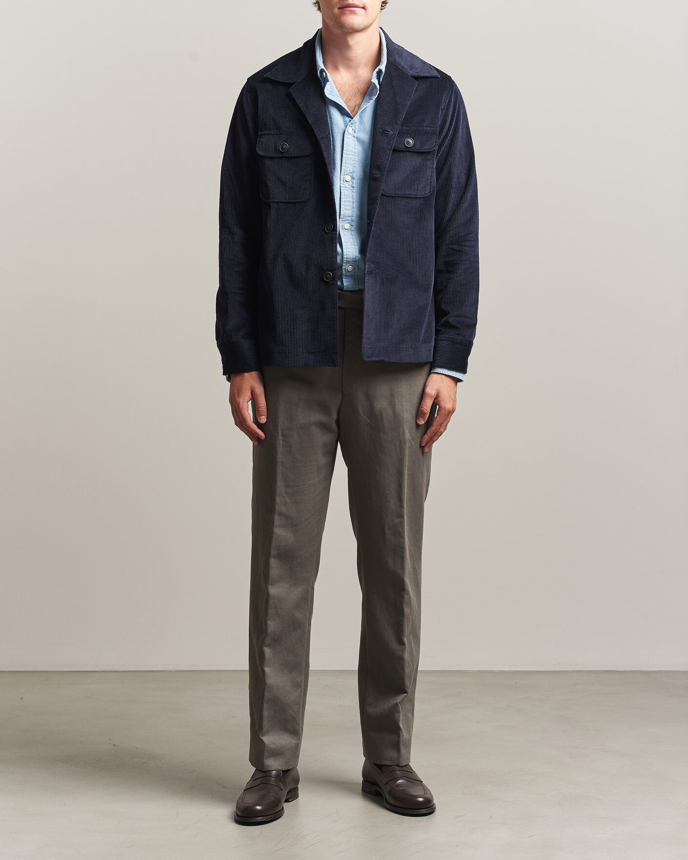 Men | Shirts | Grigio | Corduroy Overshirt Navy