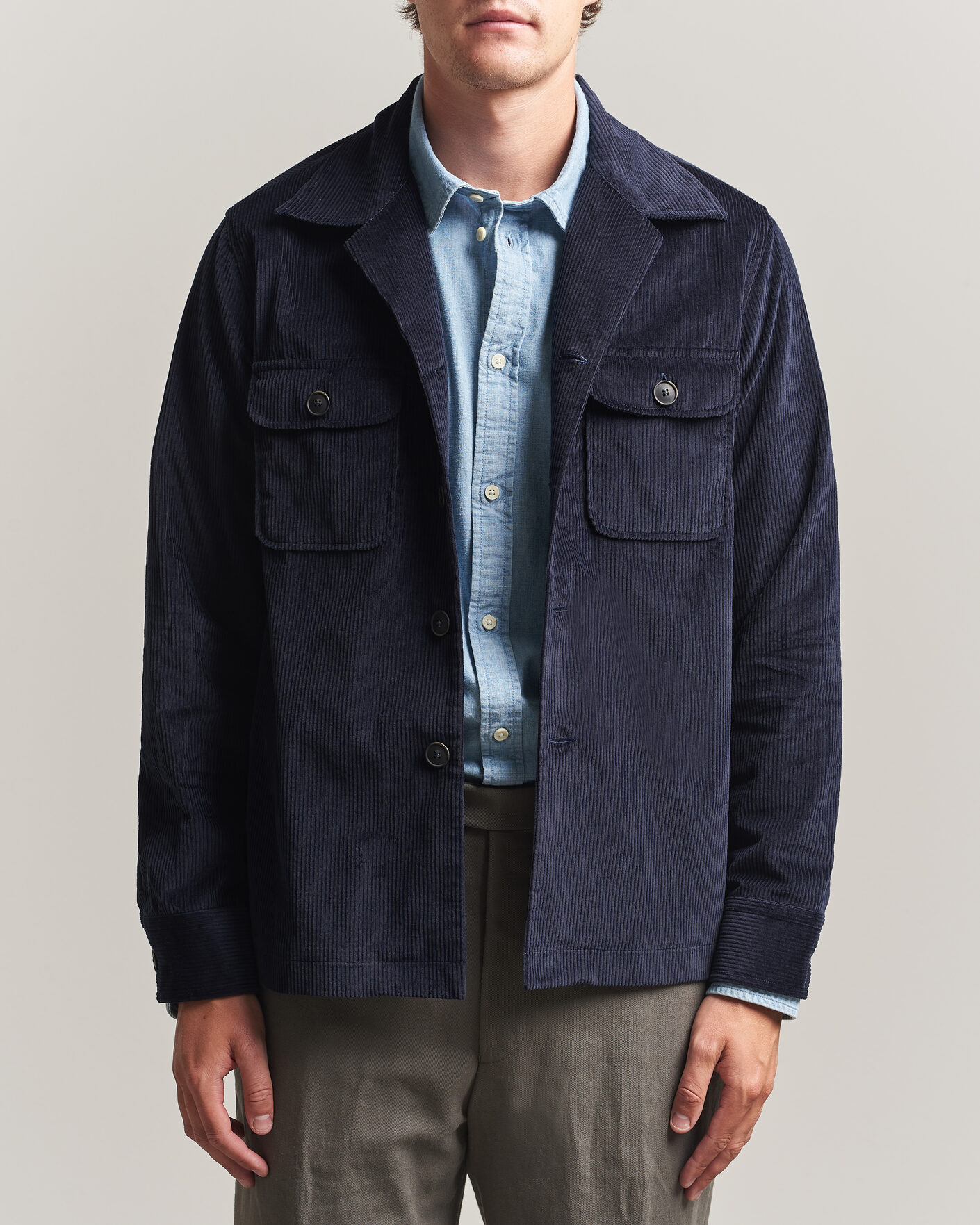 Men | Shirts | Grigio | Corduroy Overshirt Navy