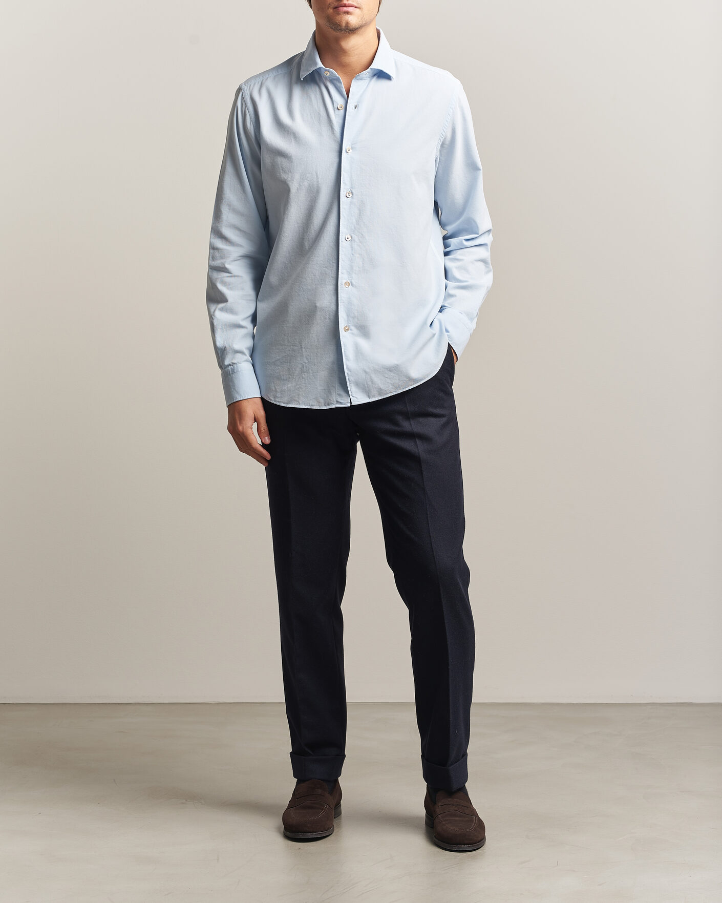 Men | Shirts | Grigio | Corduroy Shirt Light Blue