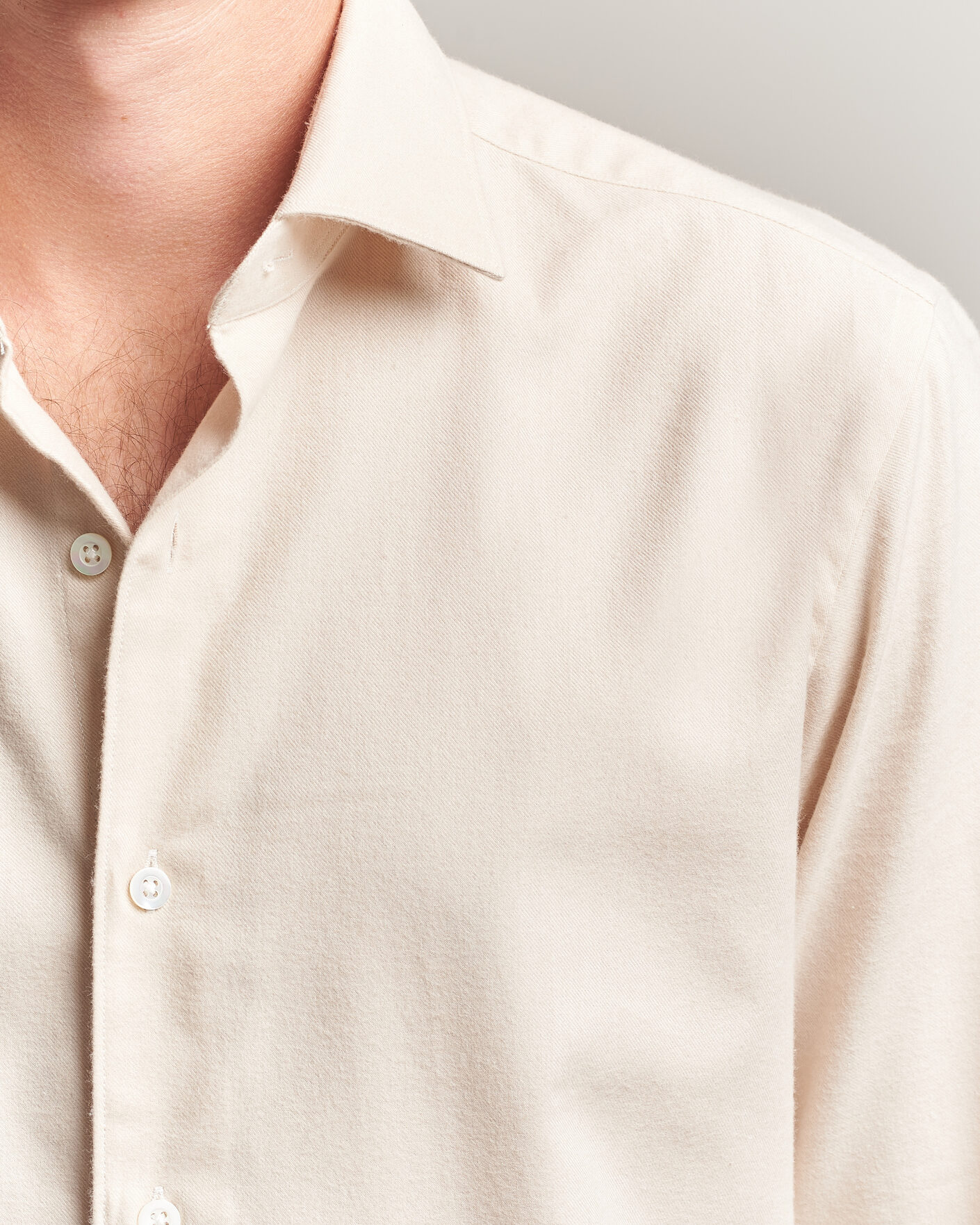 Men | Shirts | Grigio | Washed Flannel Shirt Off White