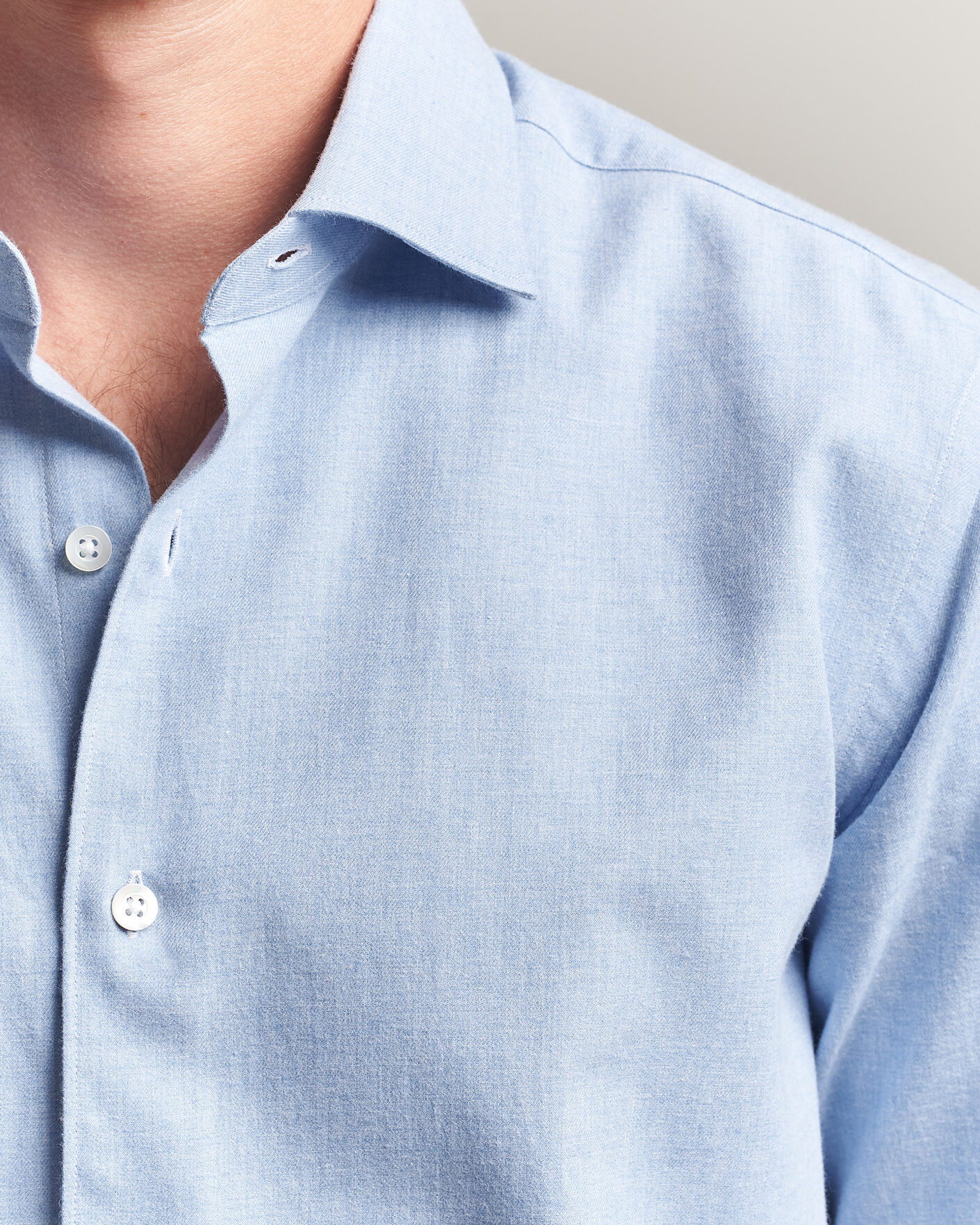 Men | Shirts | Grigio | Washed Flannel Shirt Light Blue