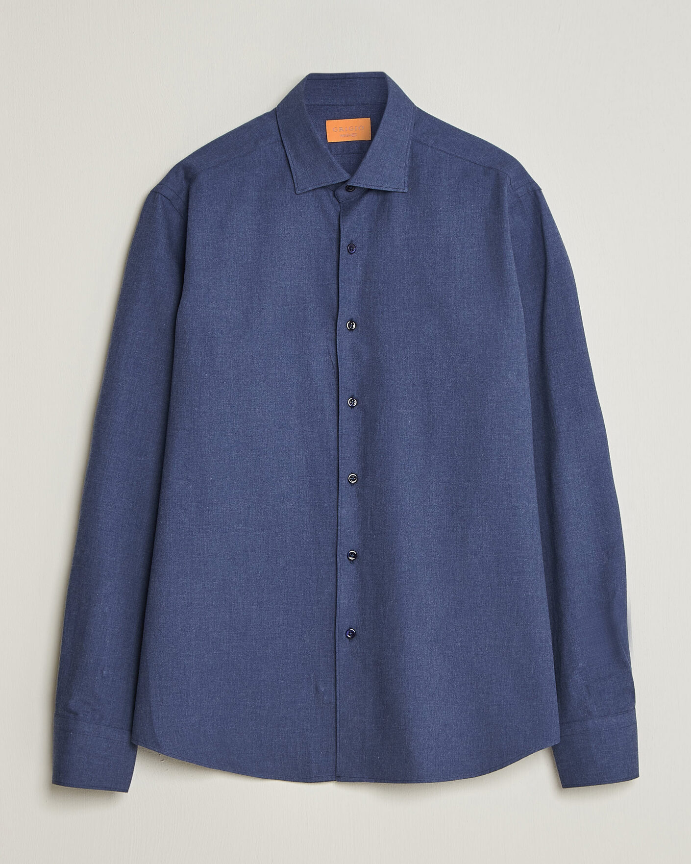 Men | Shirts | Grigio | Washed Flannel Shirt Navy