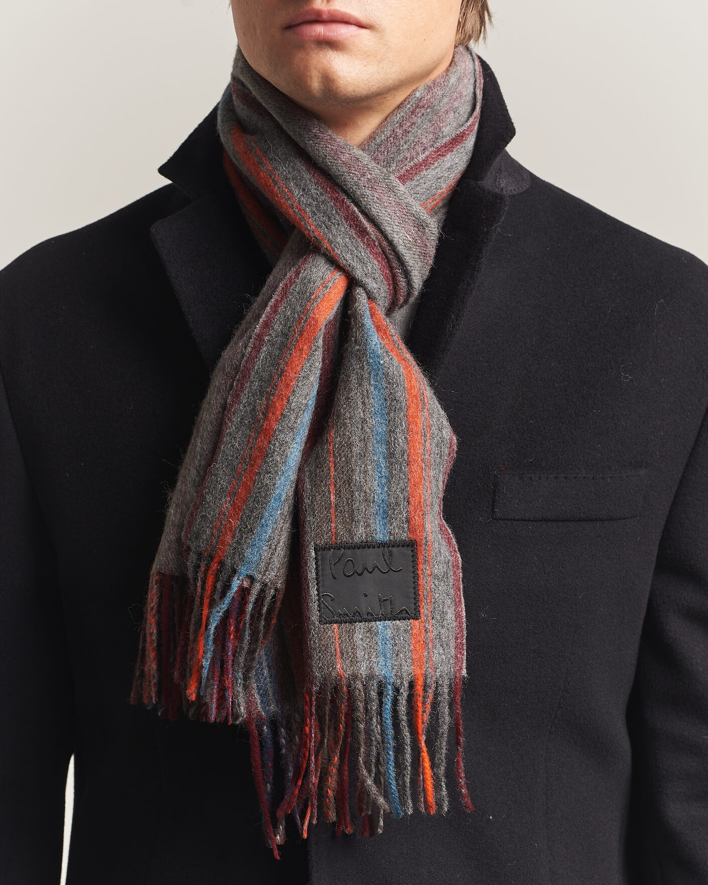 Men | Scarves | Paul Smith | Lambswool Striped Scarf Red