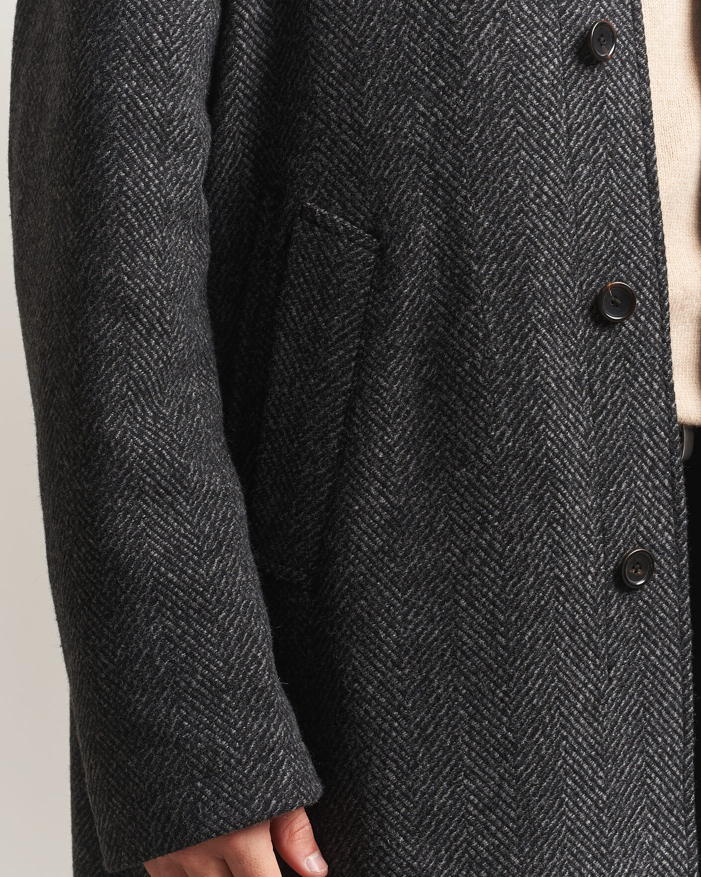 Men | Coats & Jackets | PS Paul Smith | Wool Herringbone Coat Black