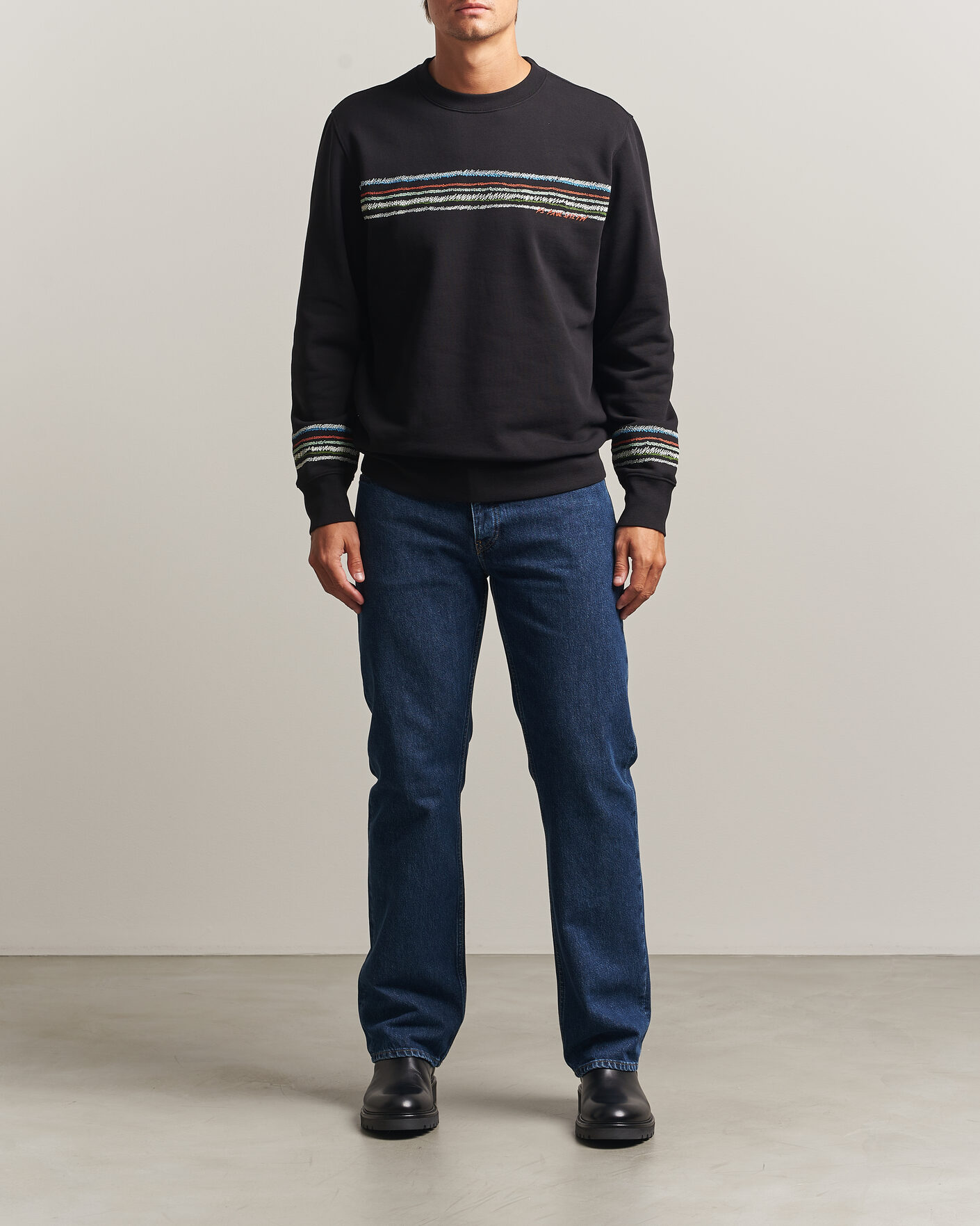 Men | Sweaters & Knitwear | PS Paul Smith | Stripes Crew Neck Sweatshirt Black