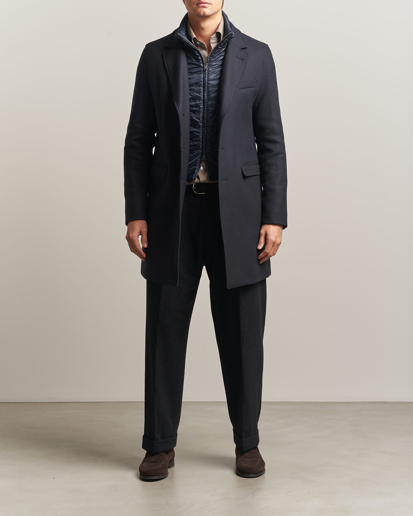 Men | Coats & Jackets | Herno | Wool Zip Coat Navy