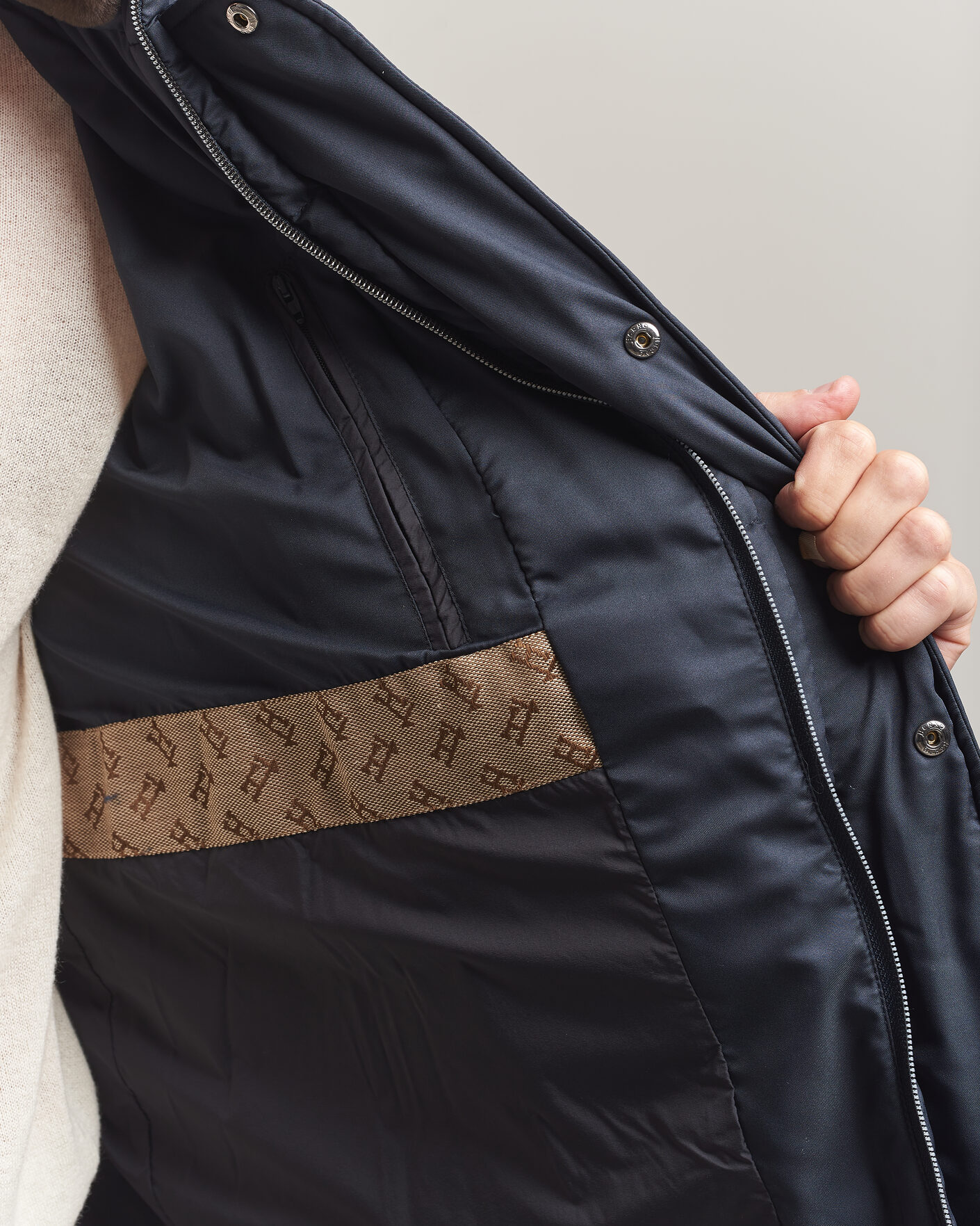 Men | Coats & Jackets | Herno | Faux Fur Down Jacket Navy