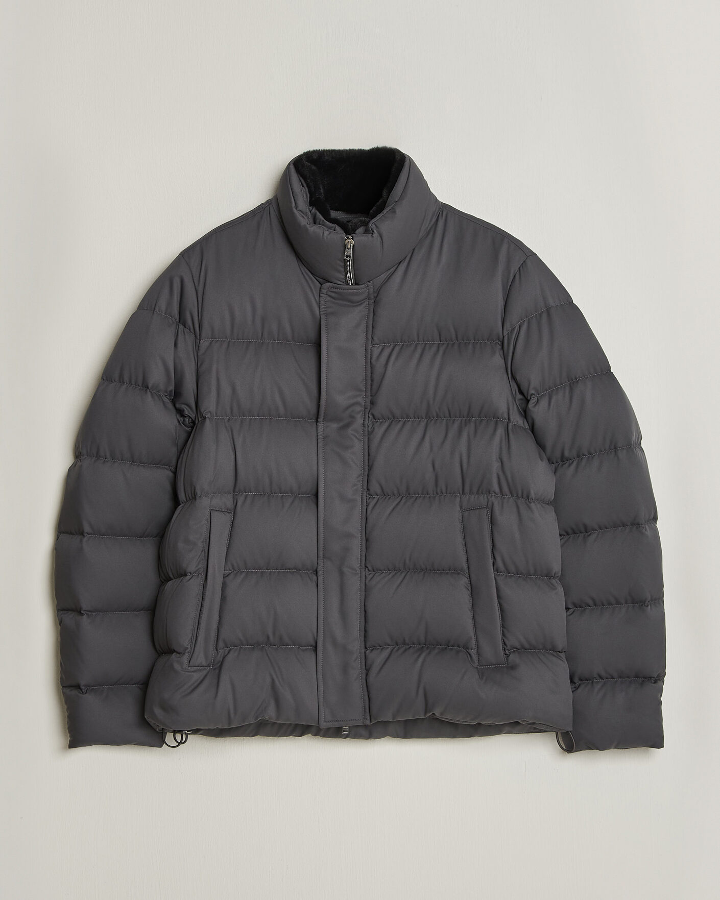 Men | Coats & Jackets | Herno | Faux Fur Down Jacket Dark Grey