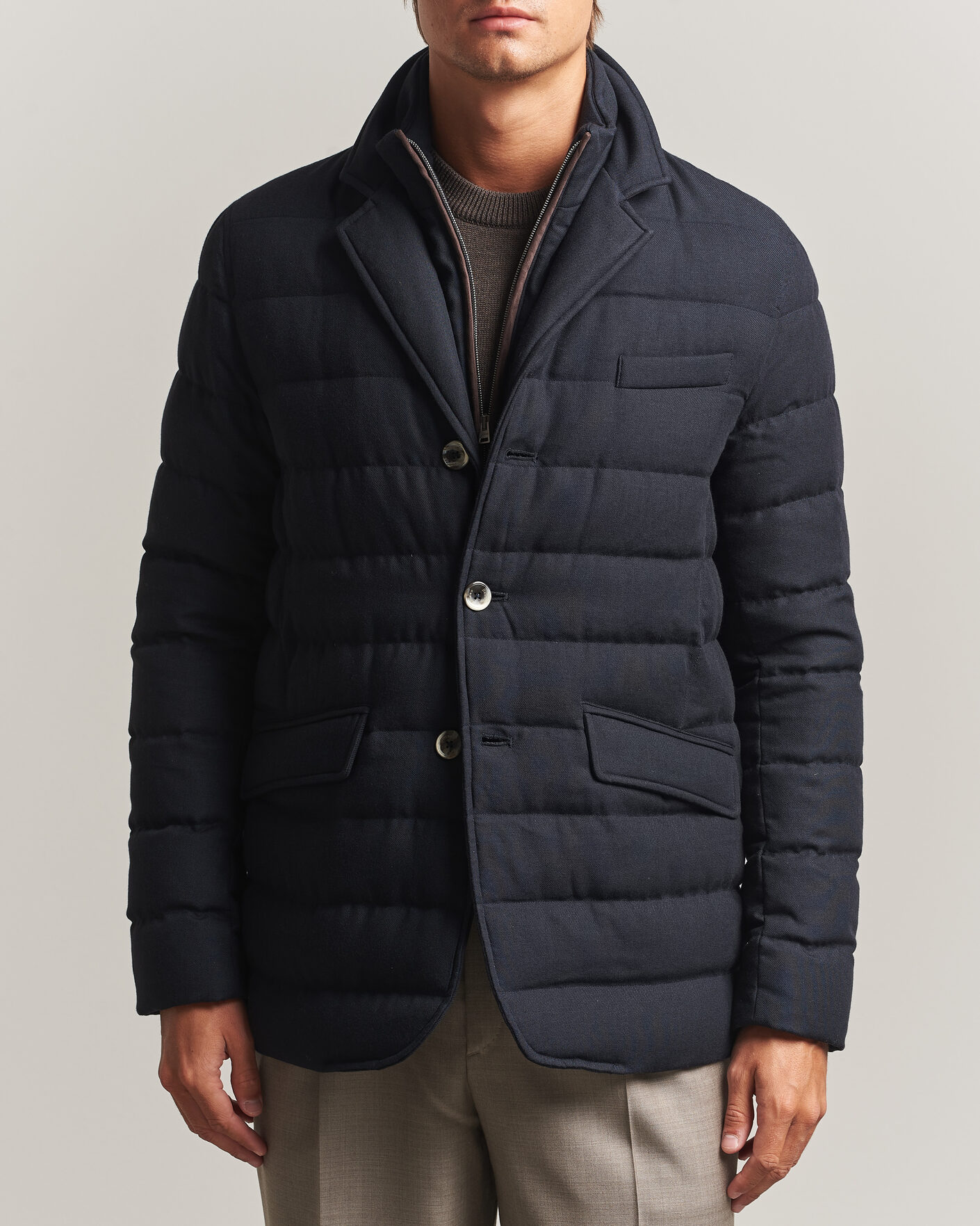 Men | Coats & Jackets | Herno | Flannel Down Blazer Navy