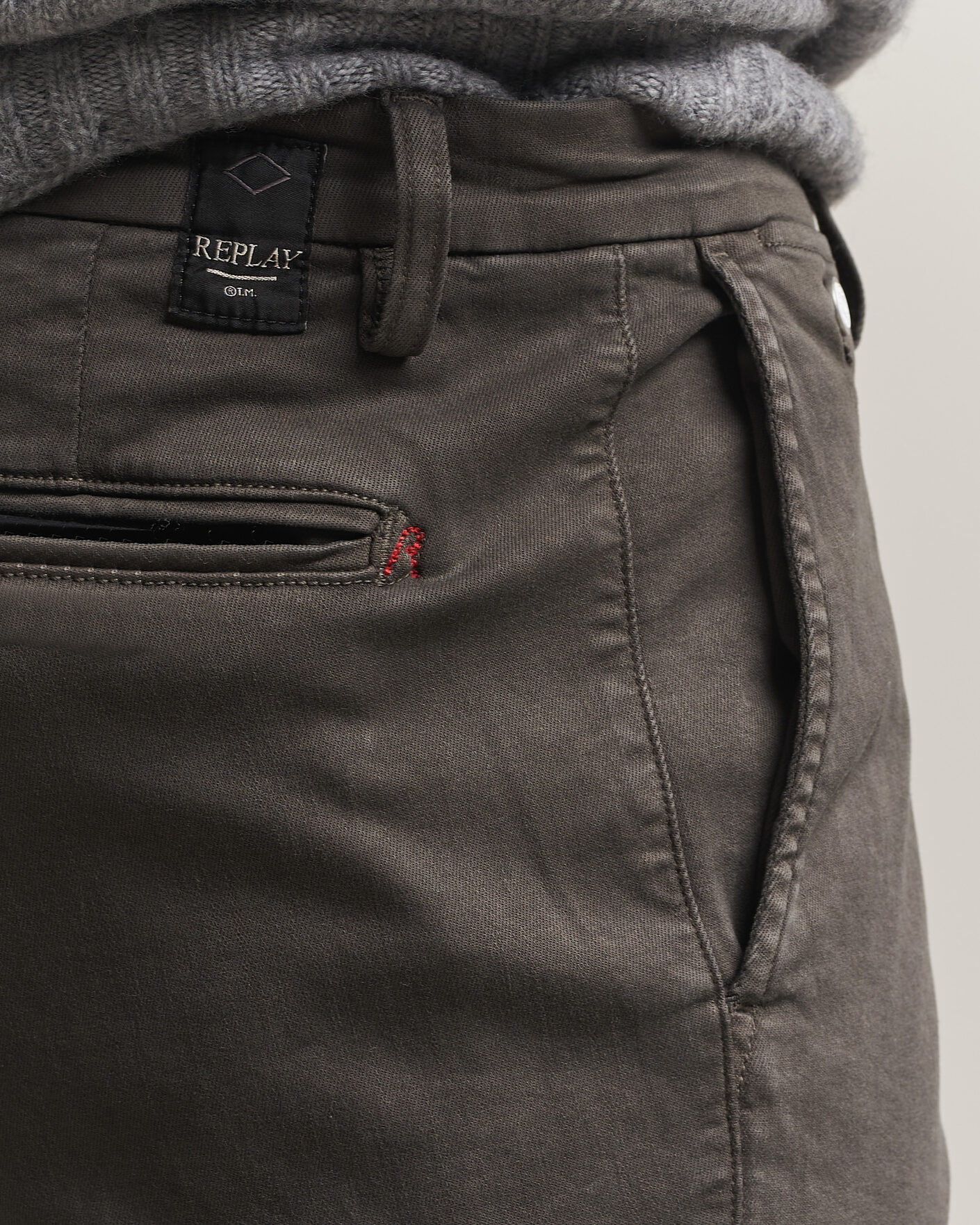 Men | Trousers | Replay | Benni Hyperflex X-Lite Chinos Wood Grey