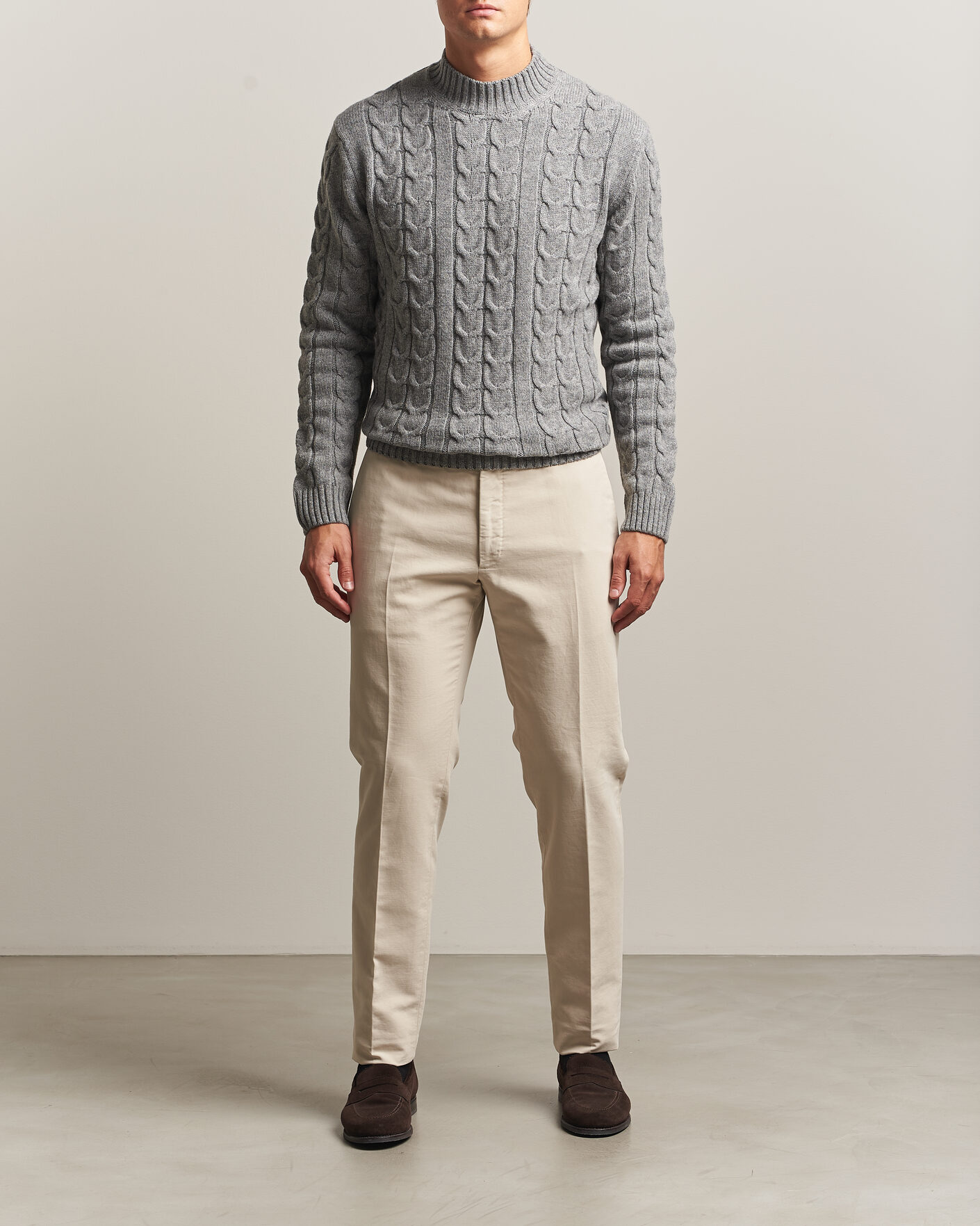 Men | Trousers | Incotex | Slim Fit Soft Cotton Stretch Chinos Off White