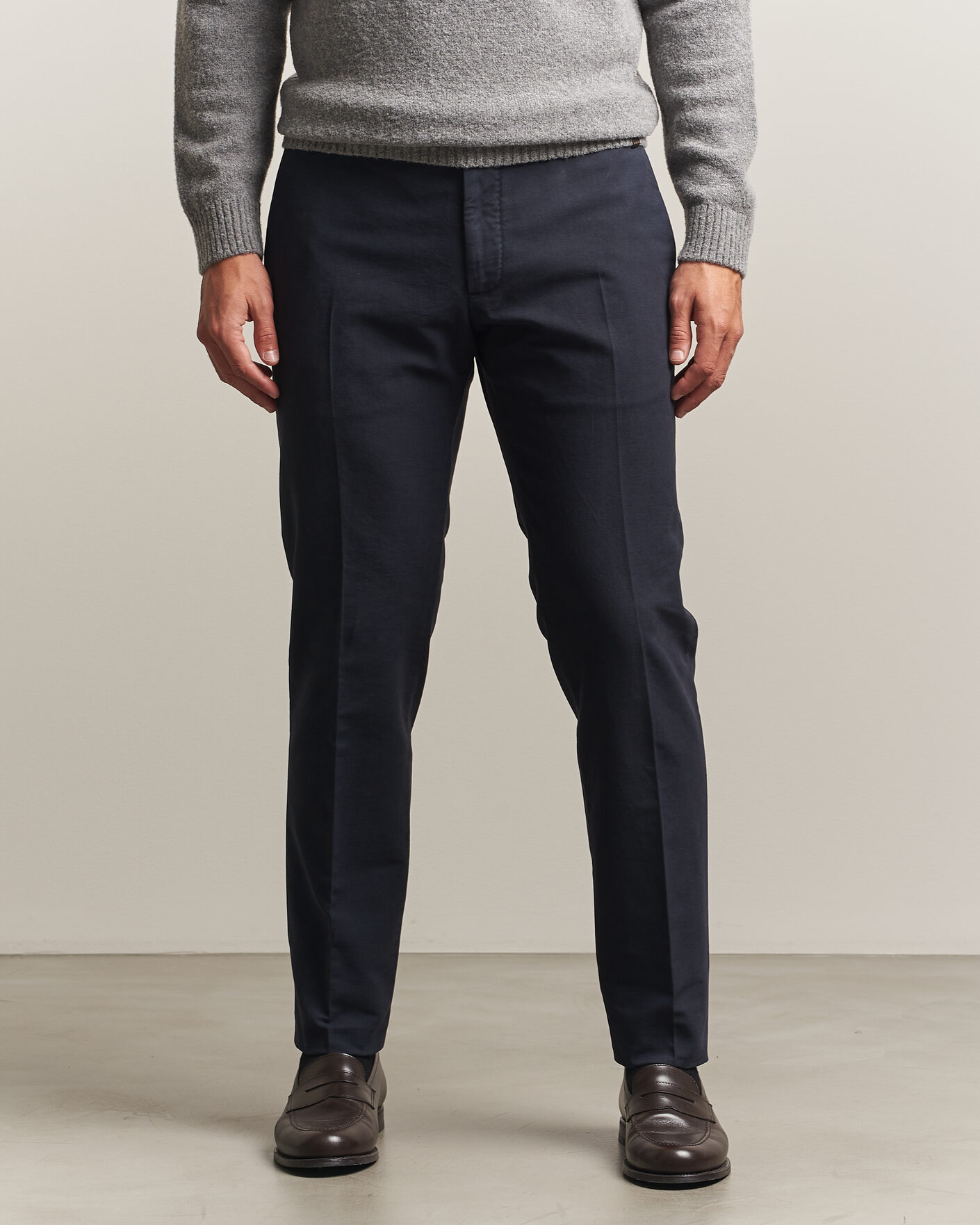 Men | Trousers | Incotex | Slim Fit Soft Cotton Stretch Chinos Navy