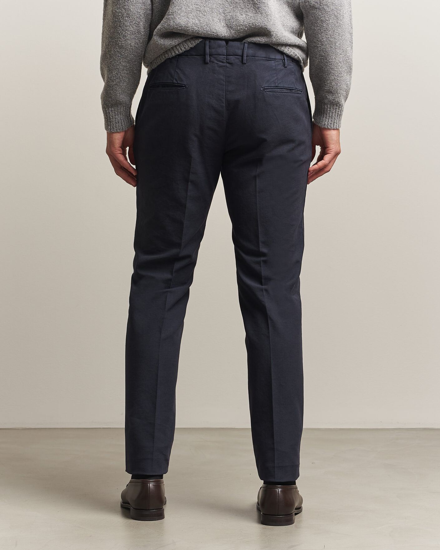 Men | Trousers | Incotex | Slim Fit Soft Cotton Stretch Chinos Navy